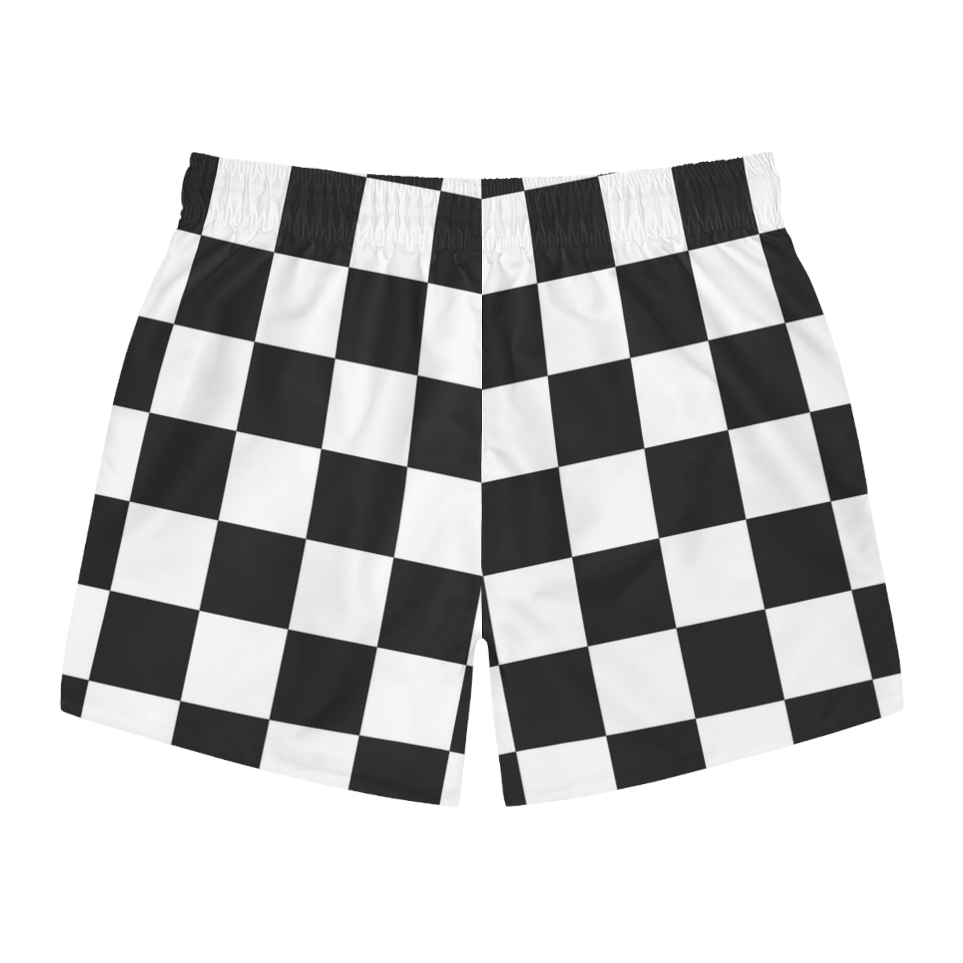 Checkerboard White and Black Swim Trunks (AOP), Artsulli - Art is Long, Life is Short, All Over Prints, , , , , , , 