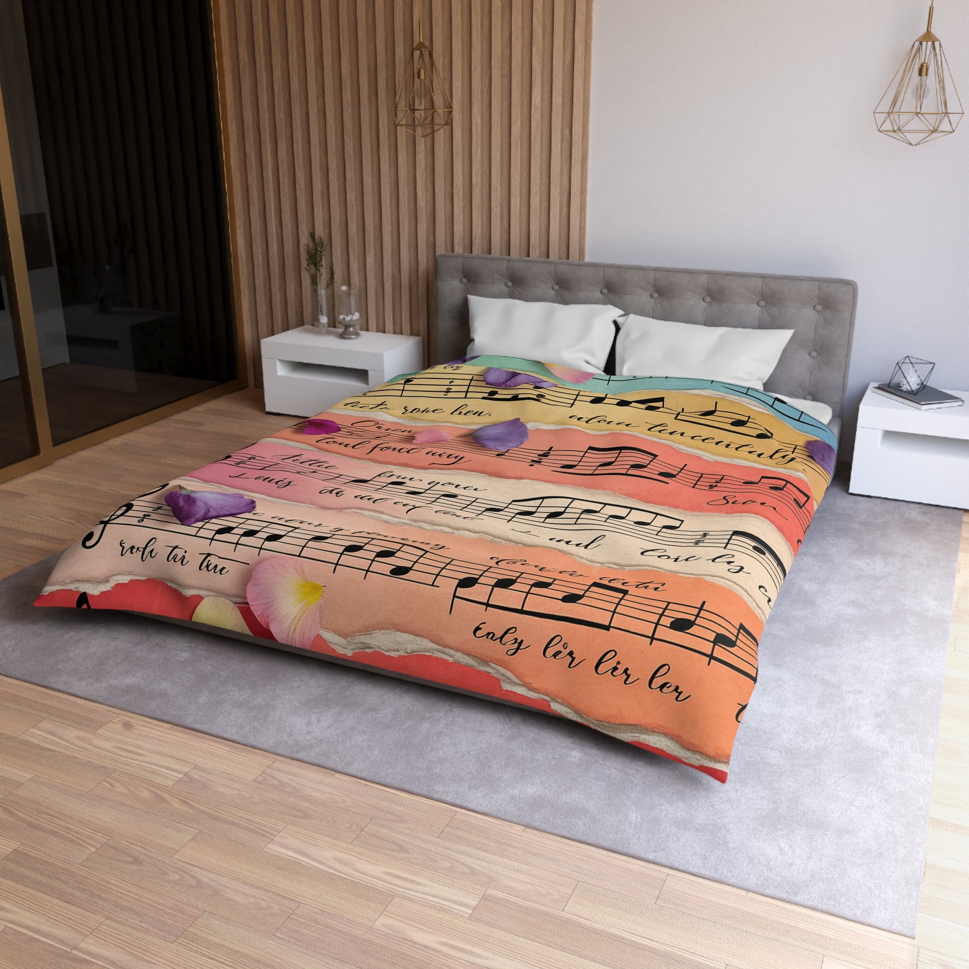 Torn Type Beat Sheet Music Multi-Color Microfiber Duvet Cover, Artsulli - Art is Long, Life is Short, Home Decor, , , , , , , 