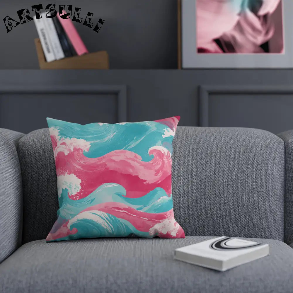 JAKKOUTTHEBXX The Great Pastelwave Pink and Blue Cushion