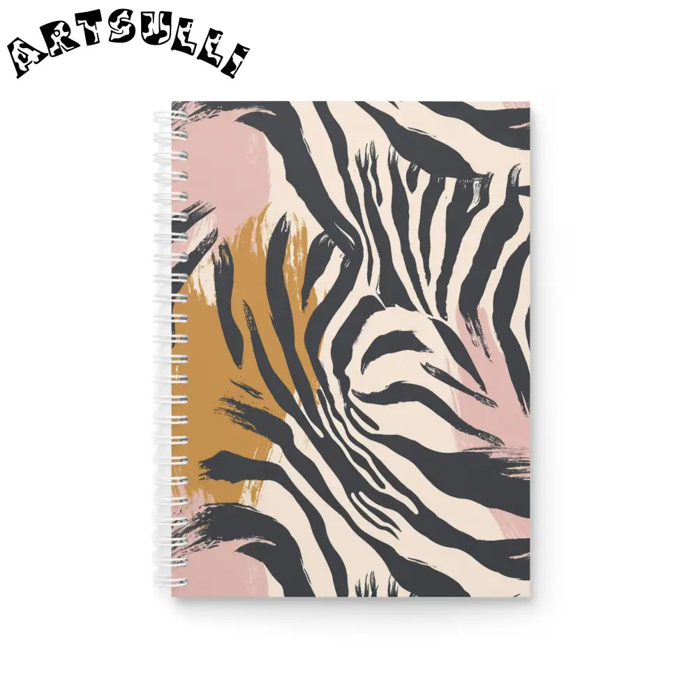 JAKKOUTTHEBXX Wide Ruled Spiral Notebook Zebra Print Abstract Color