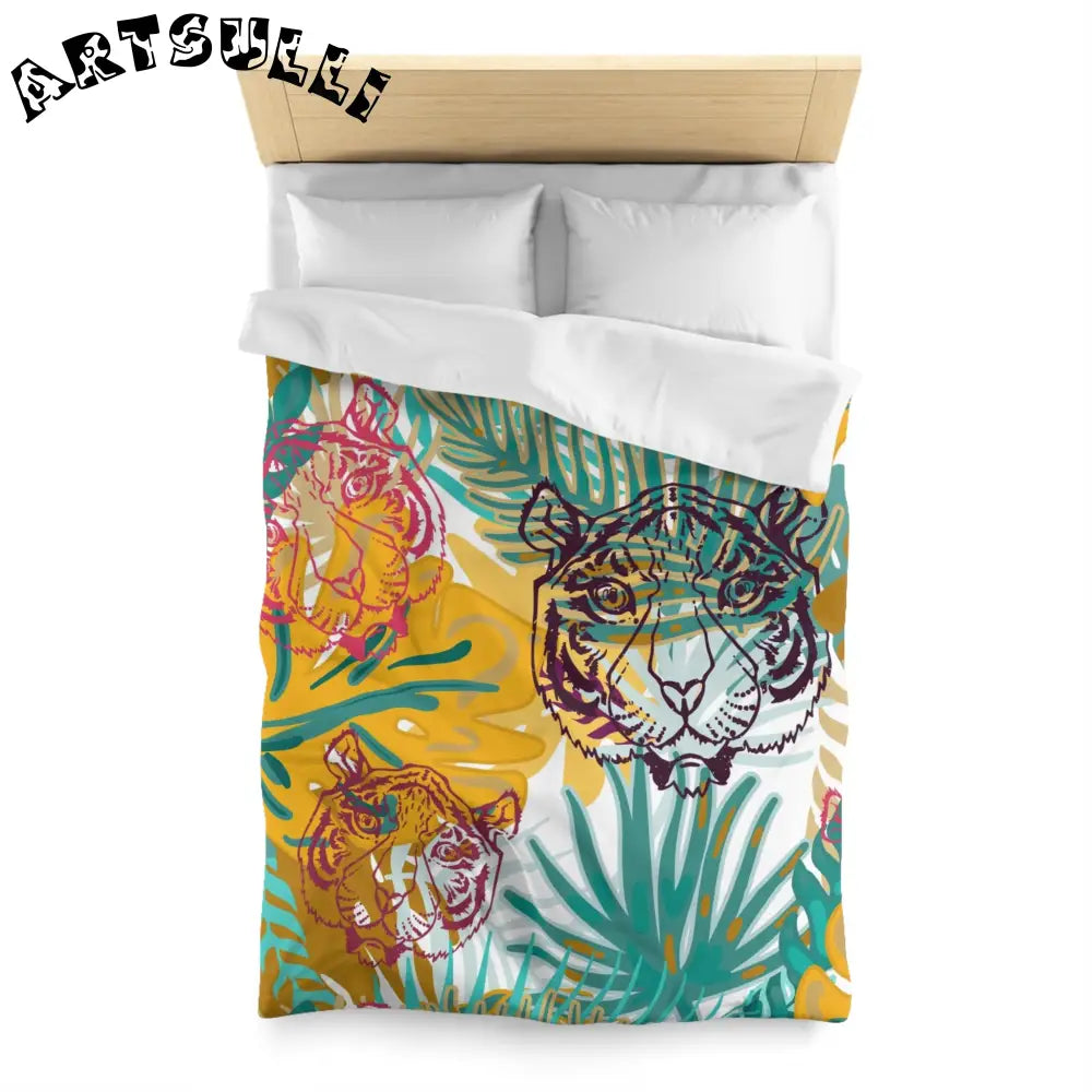 JAKKOUTTHEBXX Tropical Jungle Tigers Brown and Green Microfiber