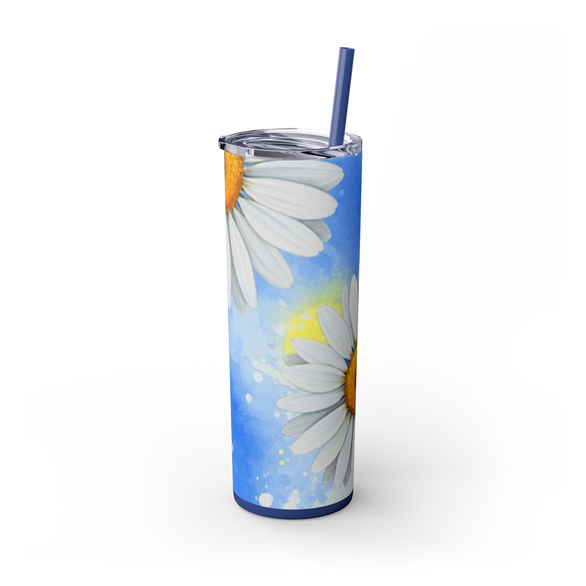 Daisies Skinny Tumbler with Straw, 20oz, Artsulli - Art is Long, Life is Short, Mug, , , , , , , 