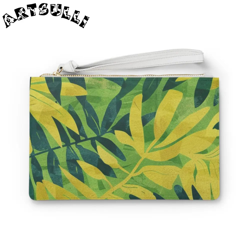 JAKKOUTTHEBXX Tropical Leaf Art Printed Clutch Bag JAKKOUTTHEBXX