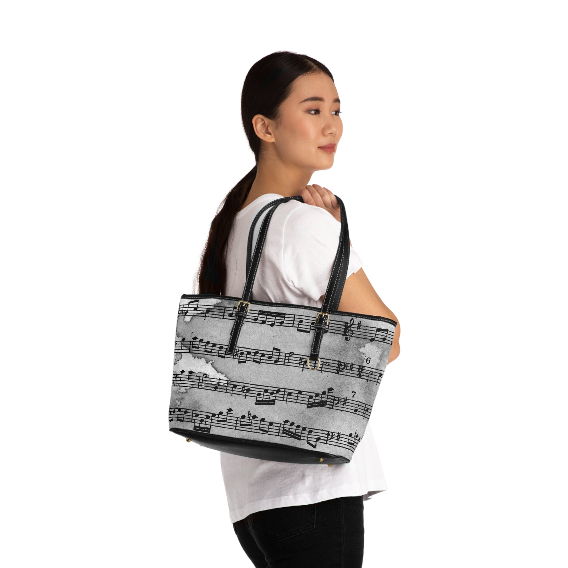 Drip Spill Type Beat Sheet Music Black PU Leather Shoulder Bag, Artsulli - Art is Long, Life is Short, Bags, , , , , , , 