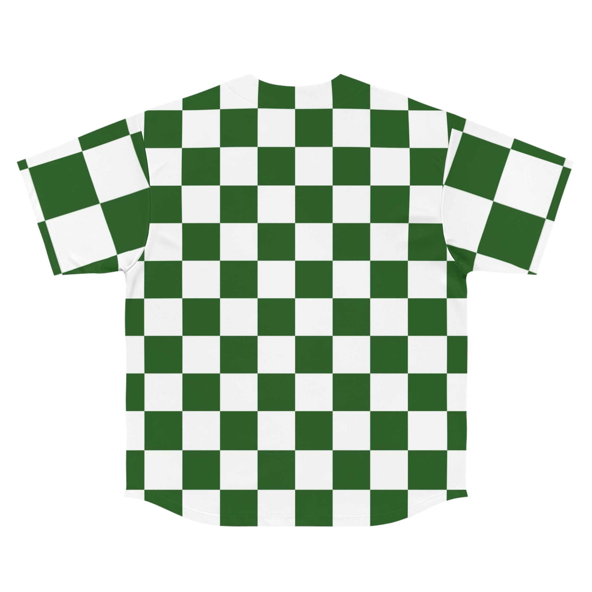 Checkerboard White and Dark Green Men's Baseball Jersey (AOP), Artsulli - Art is Long, Life is Short, All Over Prints, , , , , , , 