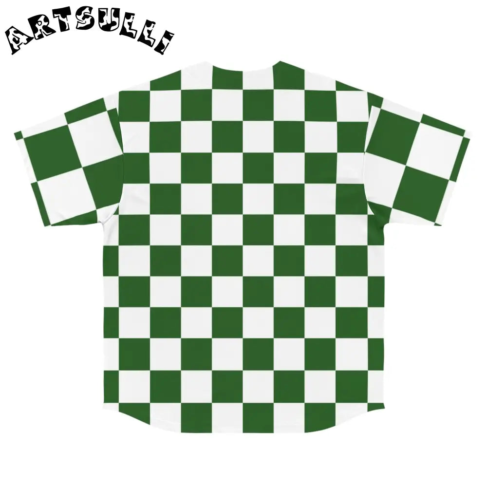JAKKOUTTHEBXX Checkerboard White and Dark Green Men’s Baseball