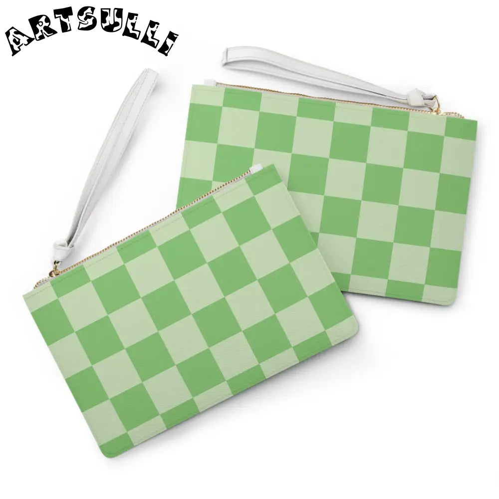 JAKKOUTTHEBXX Checkerboard Green Clutch Bag JAKKOUTTHEBXX Artsulli