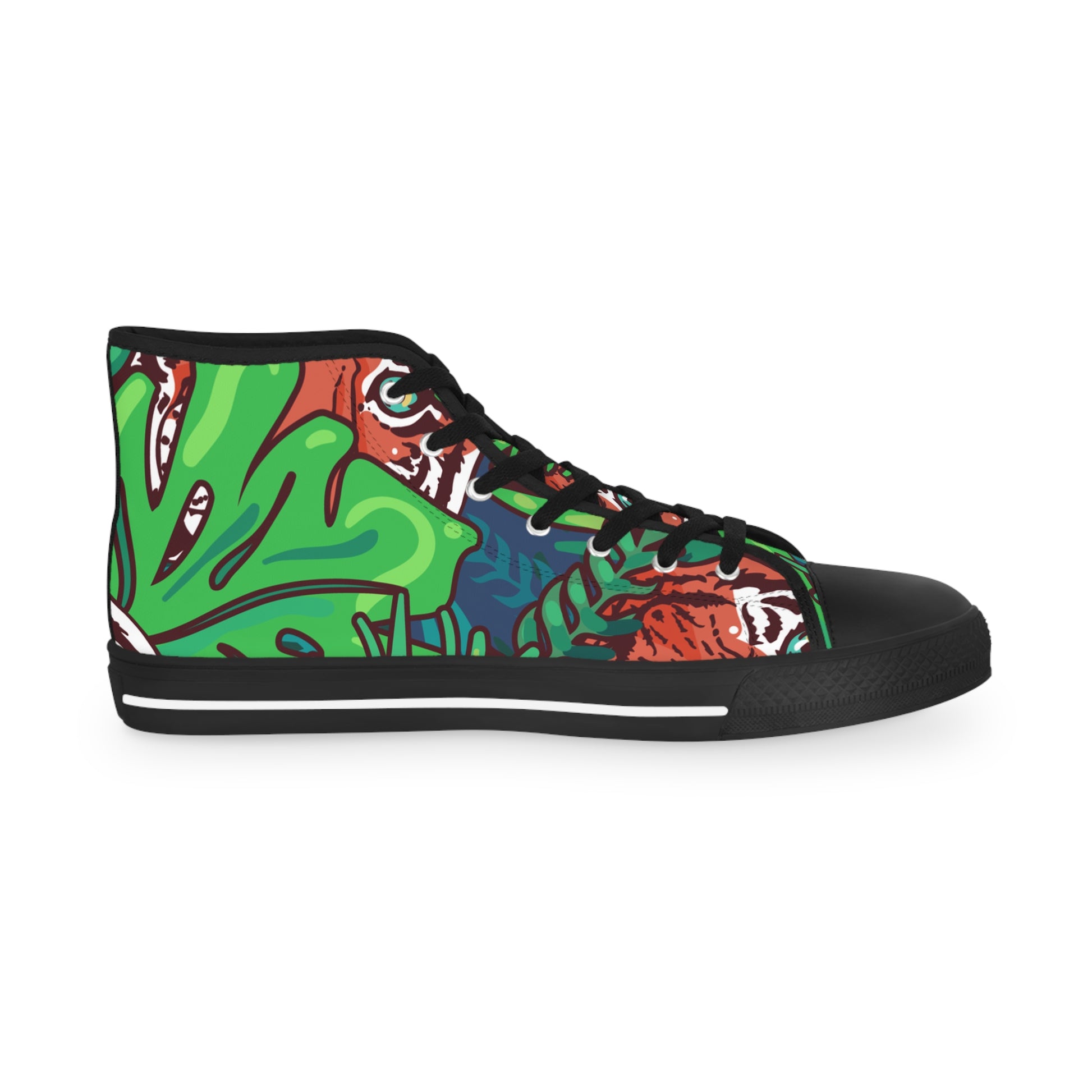Tropical Jungle Tigers Green and Blue Men's High Top Sneakers, Artsulli - Art is Long, Life is Short, Shoes, , , , , , , 