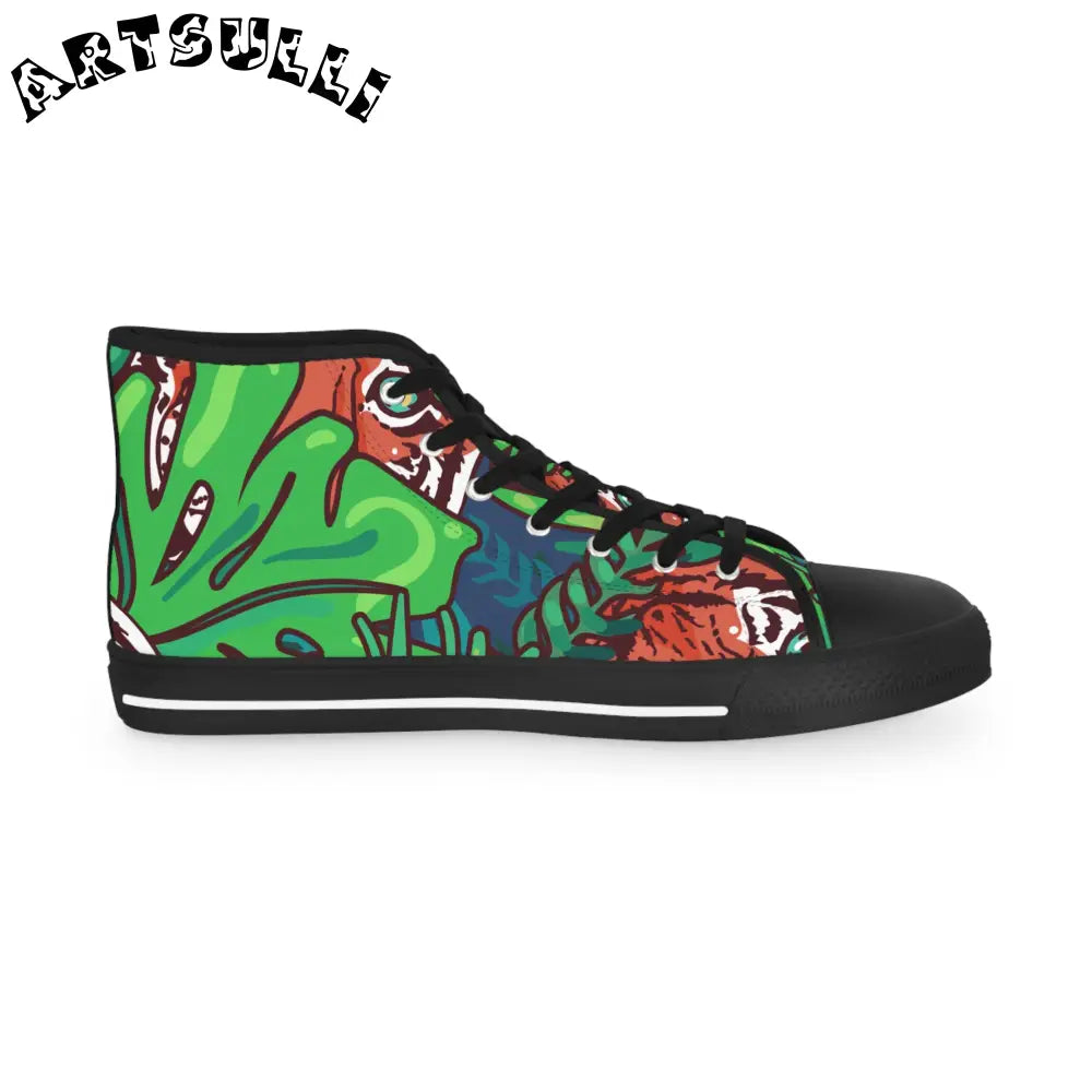 JAKKOUTTHEBXX Tropical Jungle Tigers Green and Blue Men’s High Top