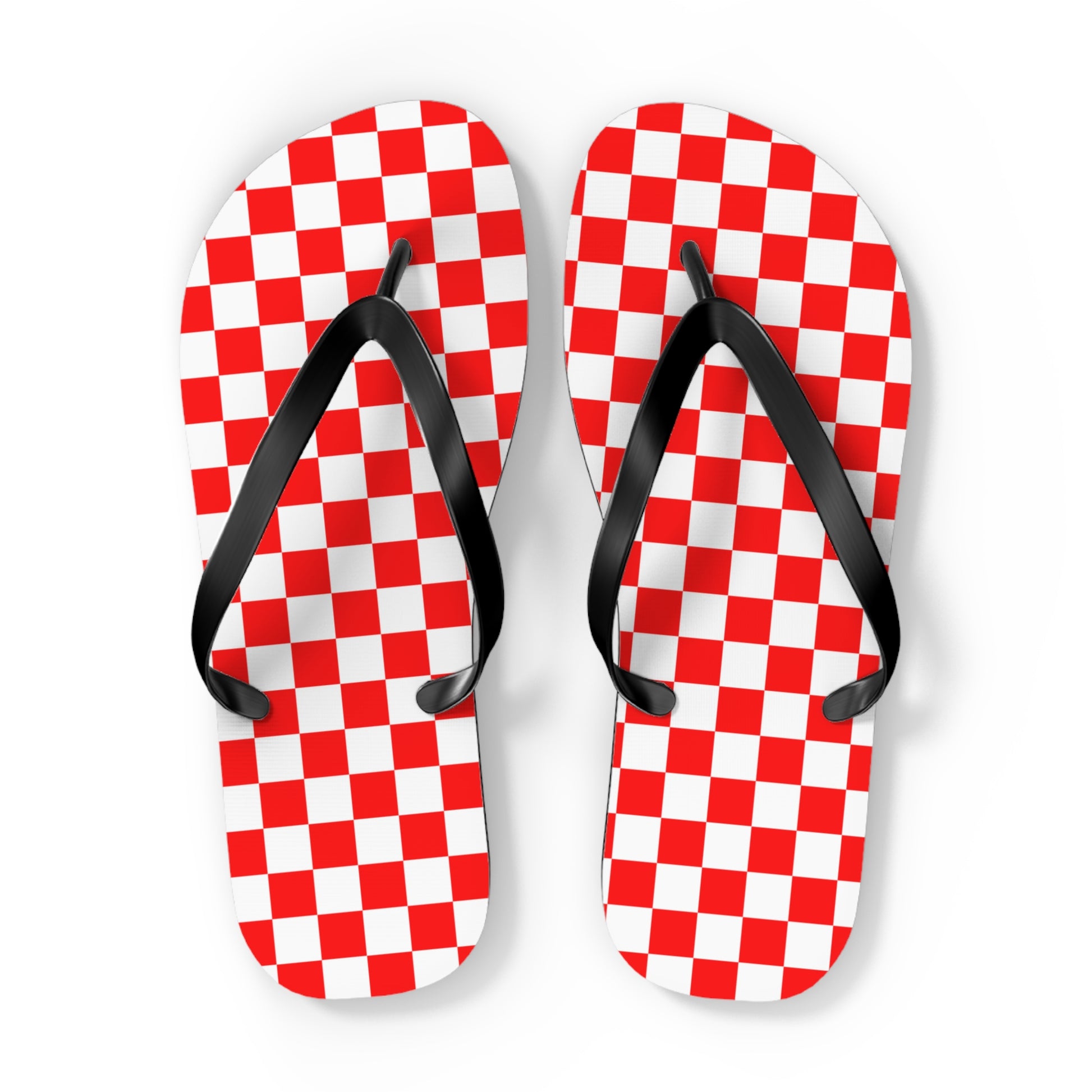 Checkerboard II Red and White Flip Flops, Artsulli - Art is Long, Life is Short, Shoes, Size, XL, Color, Black sole, , , 81585273696747855143