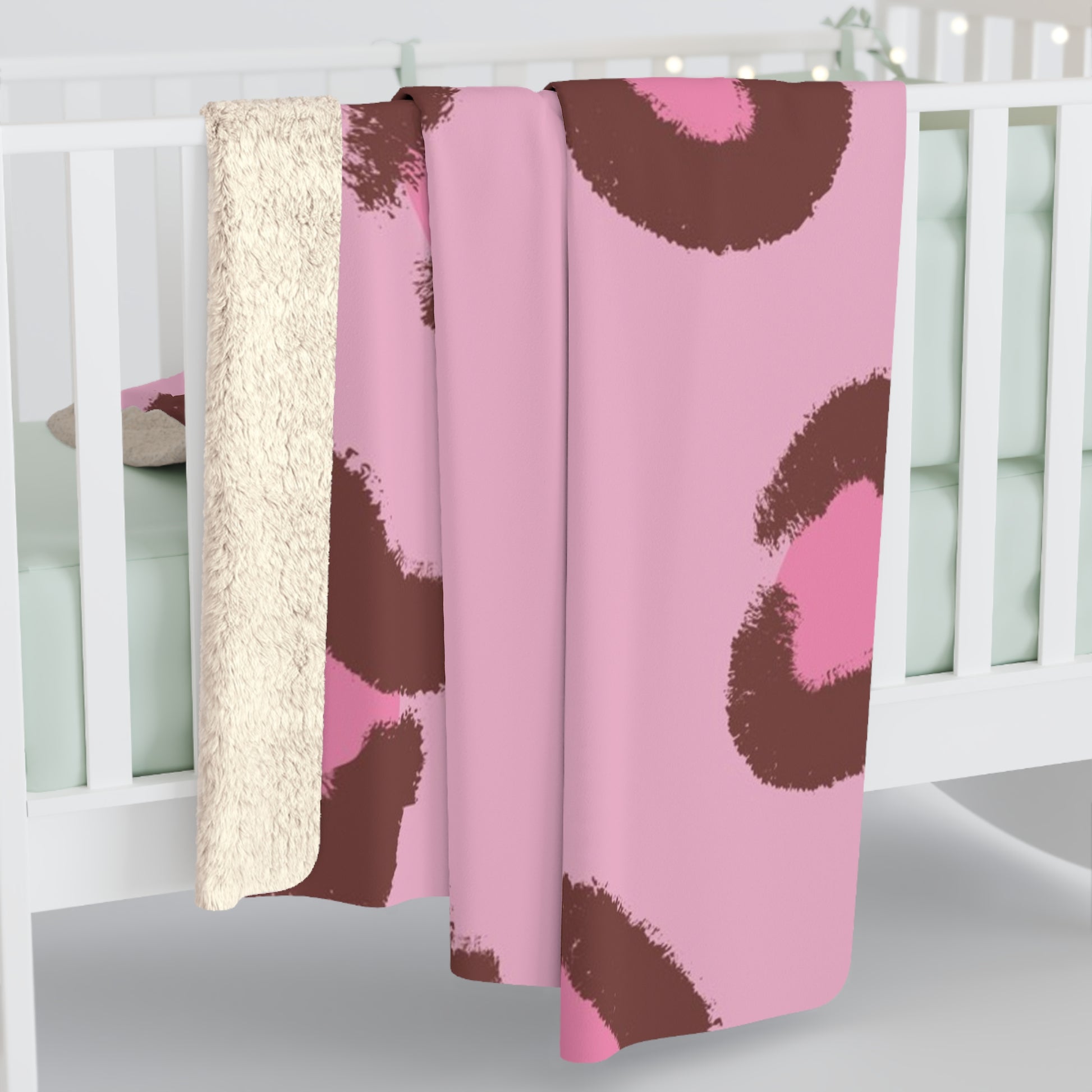 Minimalist Leopard Key Pink  Brown Clear and informative Sherpa Fleece Blanket, Artsulli - Art is Long, Life is Short, Home Decor, , , , , , , 