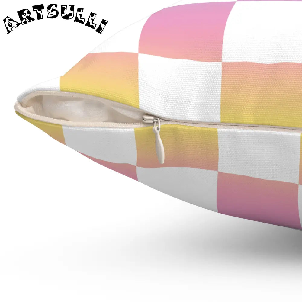 JAKKOUTTHEBXX Vaporwave Check Spun Polyester Square Pillow