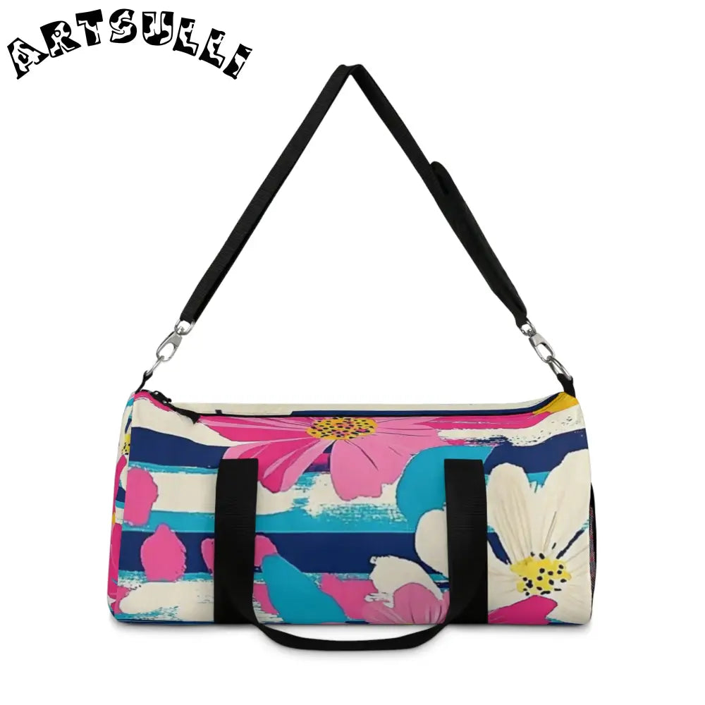 JAKKOUTTHEBXX Dayglo Floral Stripes Multi-Color Duffel Bag