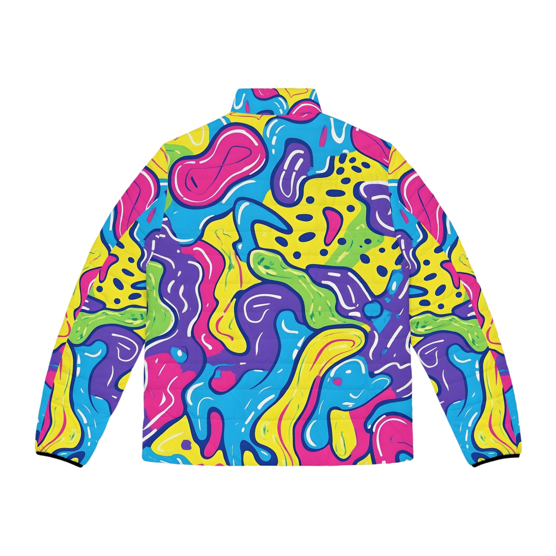 90s Trippy Slime Men's Puffer Jacket (AOP), Artsulli - Art is Long, Life is Short, All Over Prints, , , , , , , 