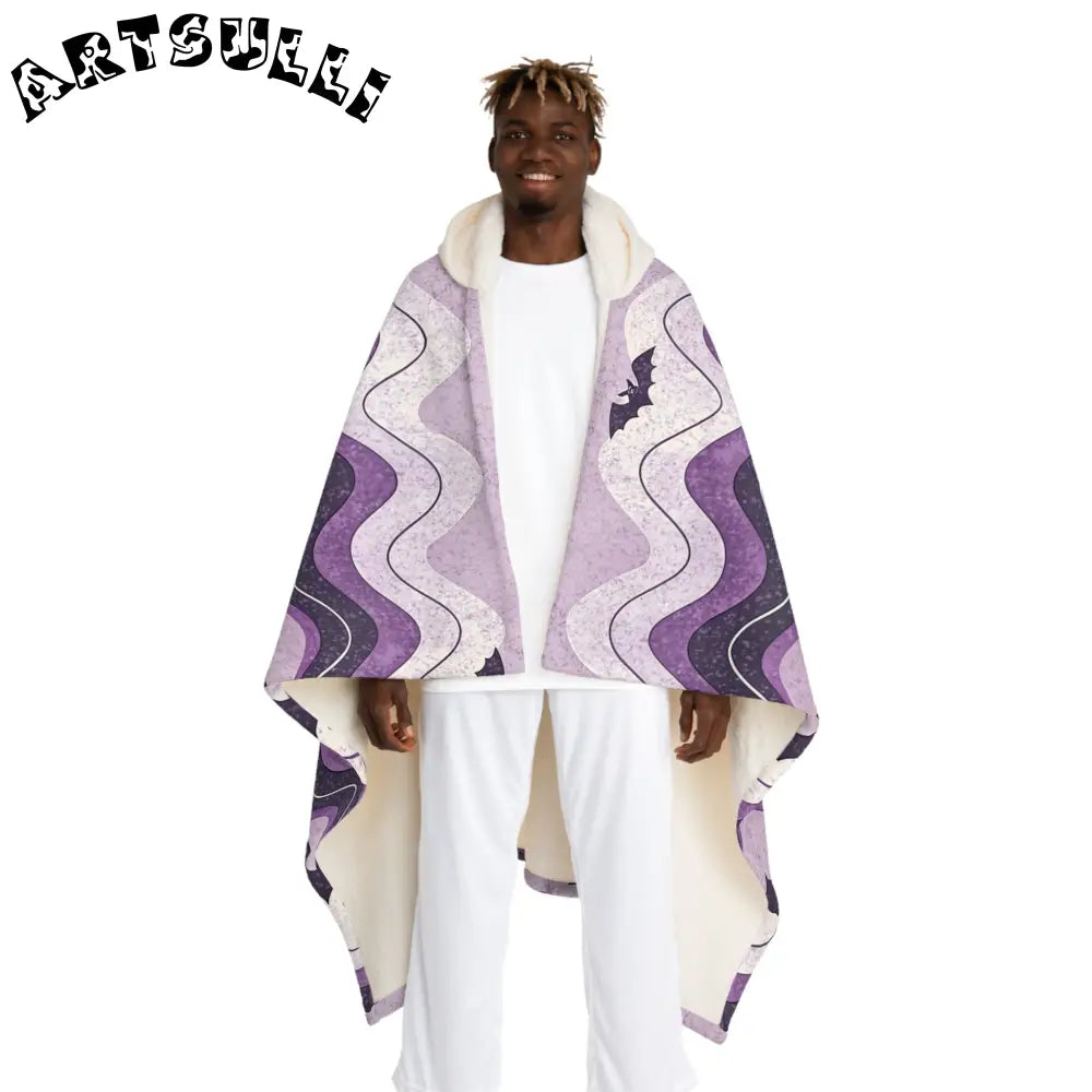 JAKKOUTTHEBXX Bat Wave Hooded Sherpa Fleece Blanket JAKKOUTTHEBXX