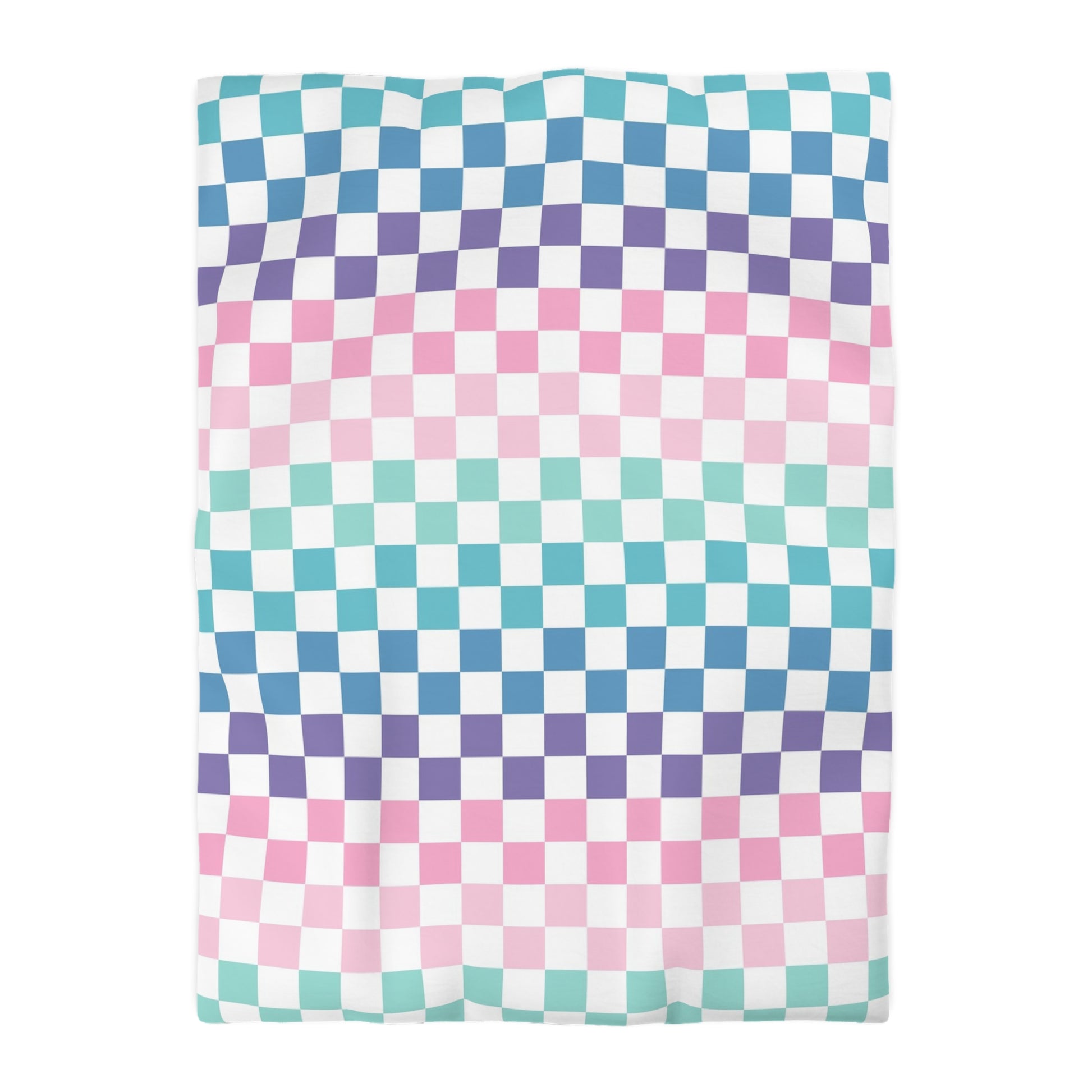 Vaporwave Rainbow  Checkerboard Multi-Color Microfiber Duvet Cover, Artsulli - Art is Long, Life is Short, Home Decor, Size, Twin XL, Color, Cream, , , 77914336445262962297
