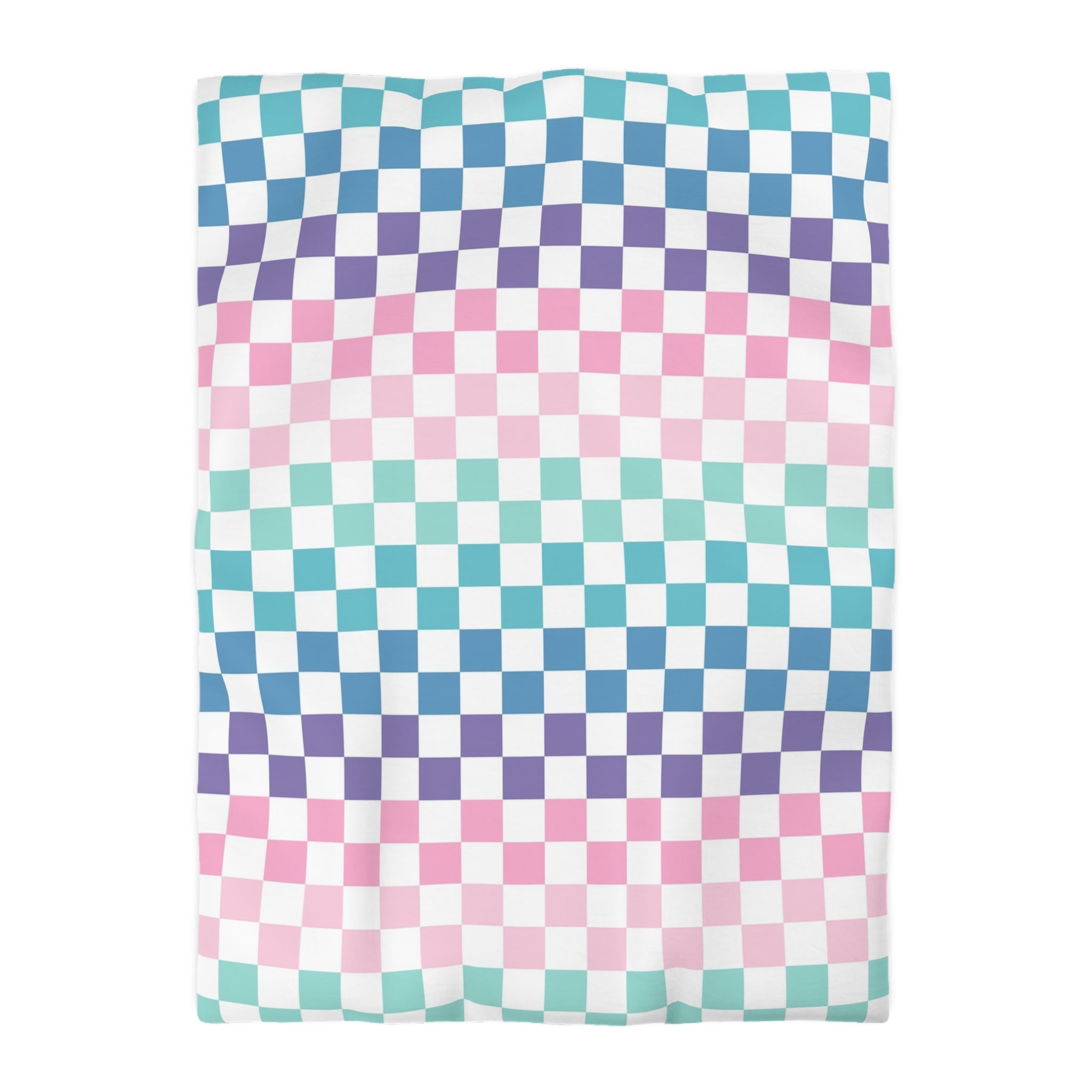Vaporwave Rainbow  Checkerboard Multi-Color Microfiber Duvet Cover, Artsulli - Art is Long, Life is Short, Home Decor, Size, Twin XL, Color, Cream, , , 77914336445262962297