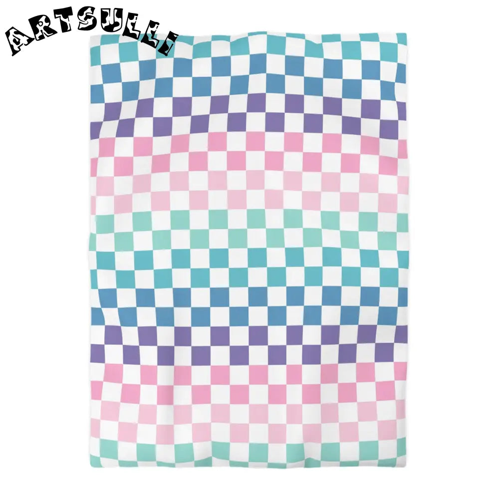 JAKKOUTTHEBXX Vaporwave Rainbow Checkerboard Multi-Color Microfiber