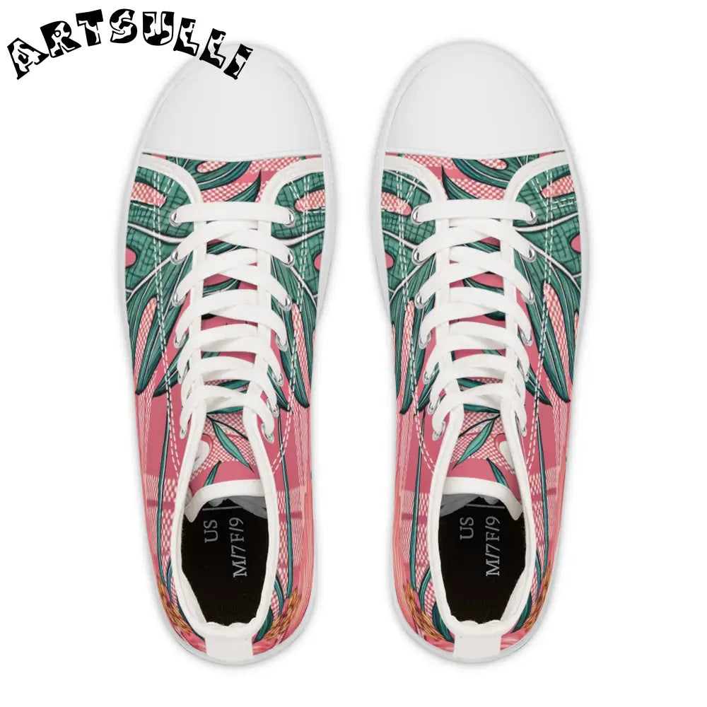 JAKKOUTTHEBXX Plaid x Floral Burgundy Women’s High Top Sneakers