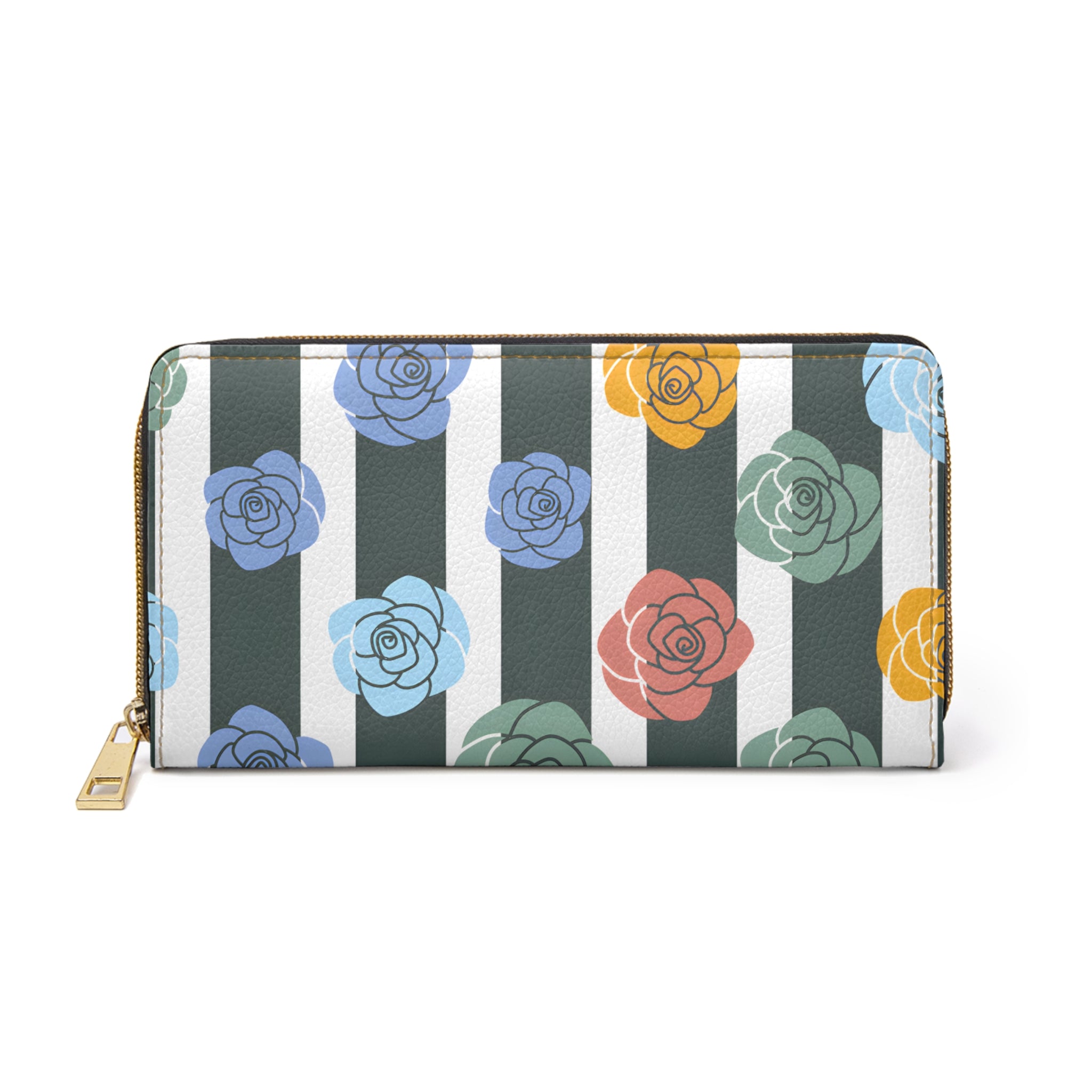 Stripes x Roses II Black and White Zipper Wallet, Artsulli - Art is Long, Life is Short, Accessories, Size, One size, Color, White, , , 11931842210456