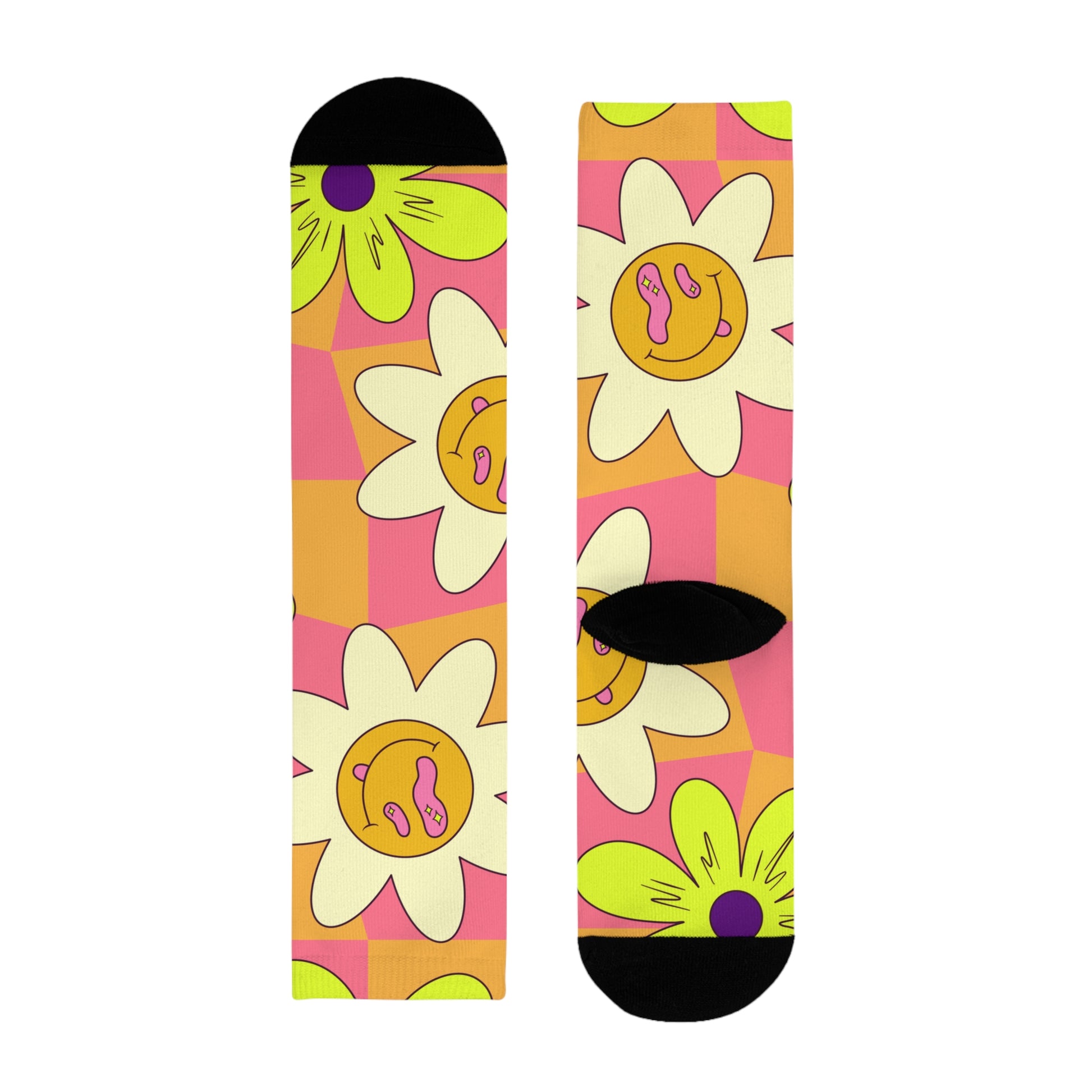 Trippy Sour Face Rave Sublimation Crew Socks (EU), Artsulli - Art is Long, Life is Short, All Over Prints, , , , , , , 