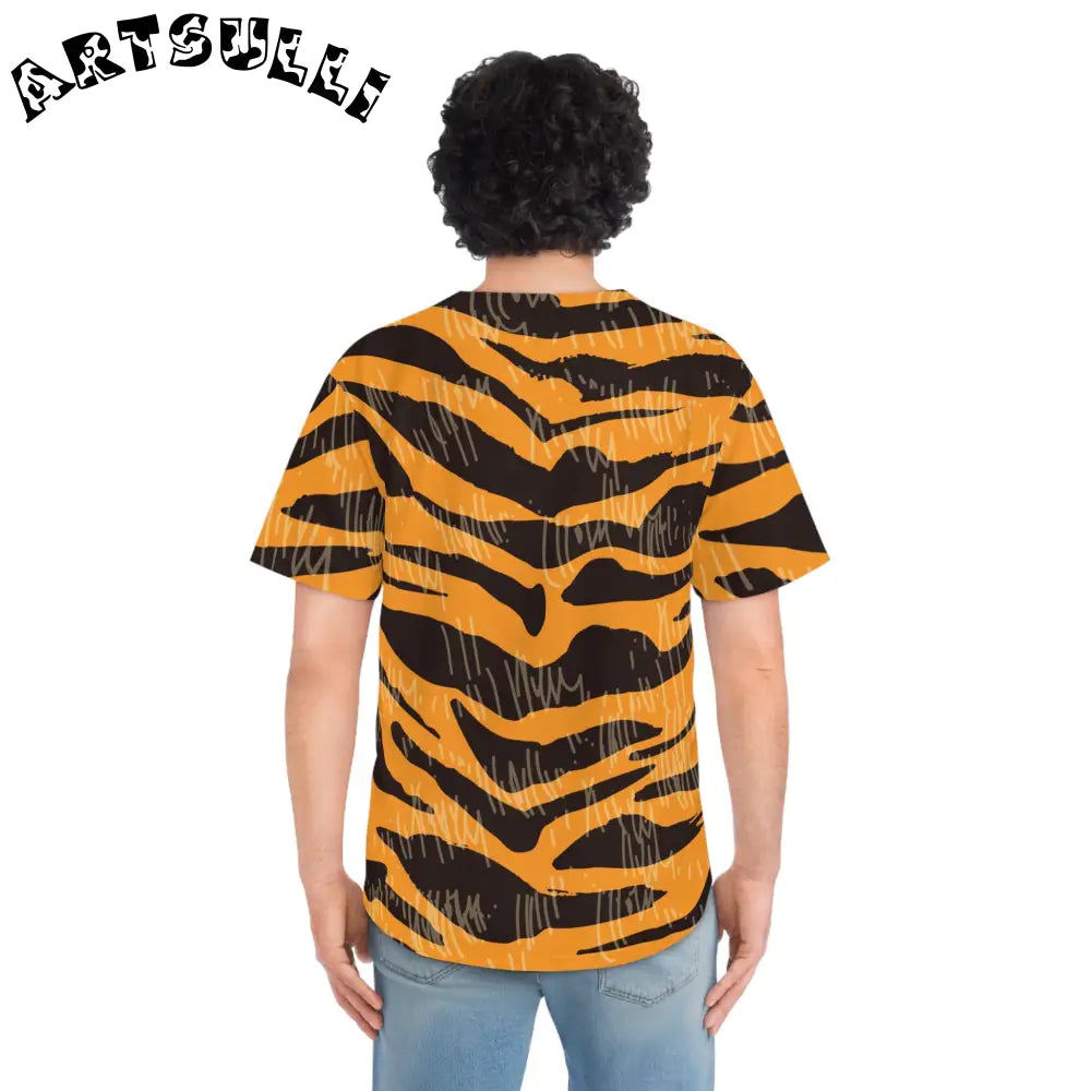 JAKKOUTTHEBXX Tiger Scratches Orange & Black Men’s Baseball Jersey