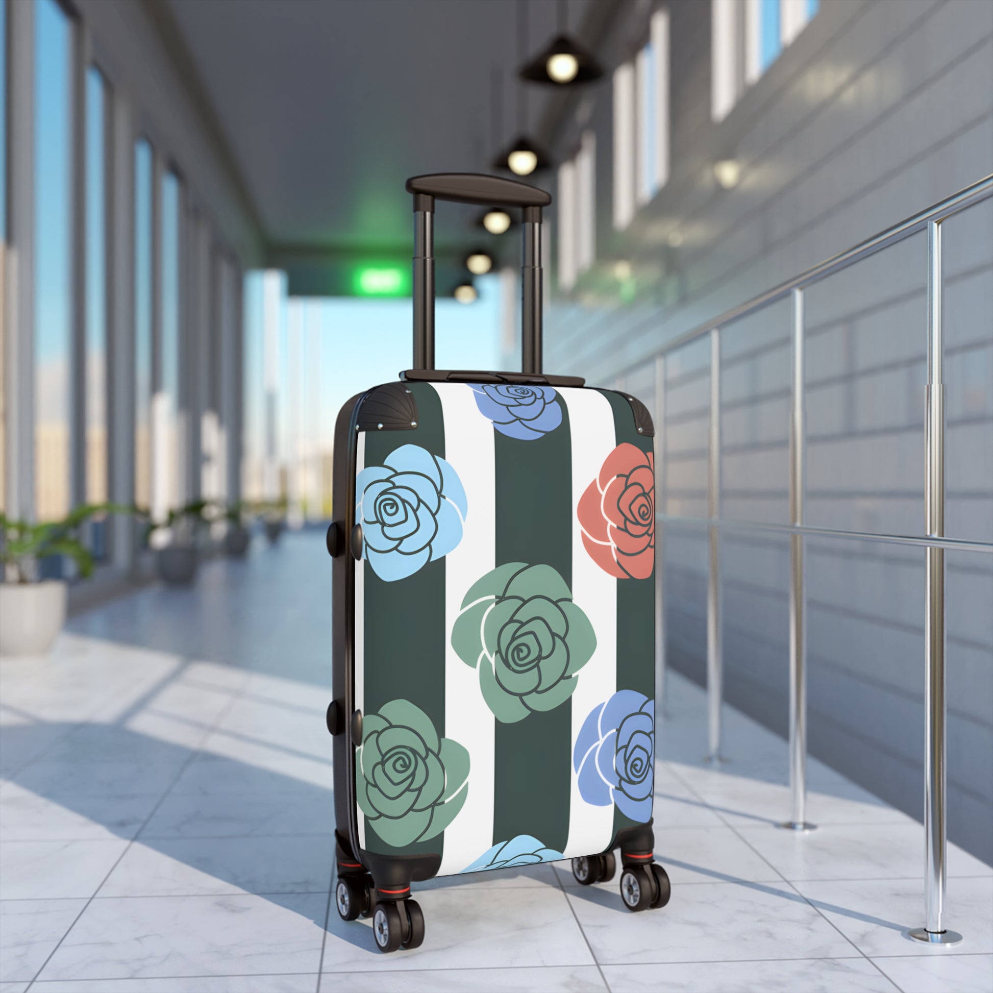 Stripes x Roses Black and White Suitcase, Artsulli - Art is Long, Life is Short, Bags, , , , , , , 