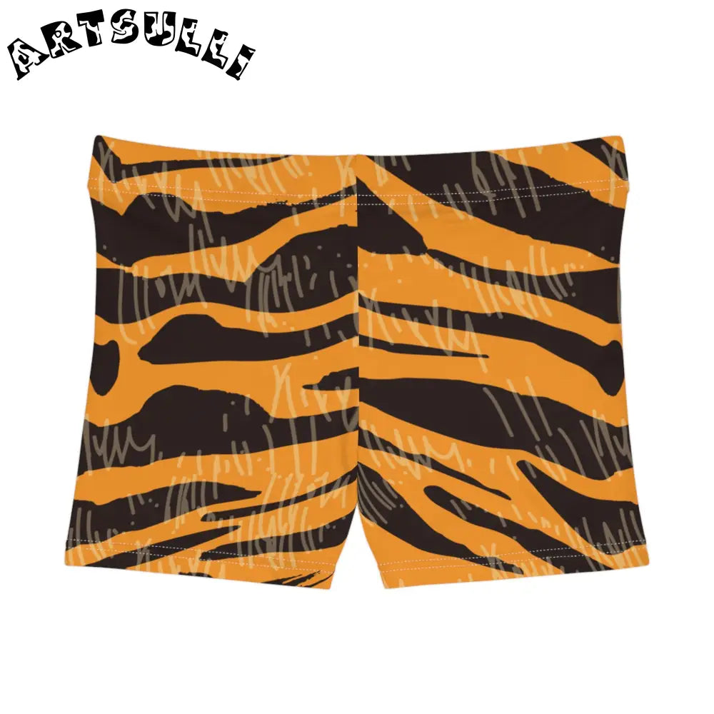 JAKKOUTTHEBXX Tiger Scratches Orange & Black Women’s Shorts (AOP)