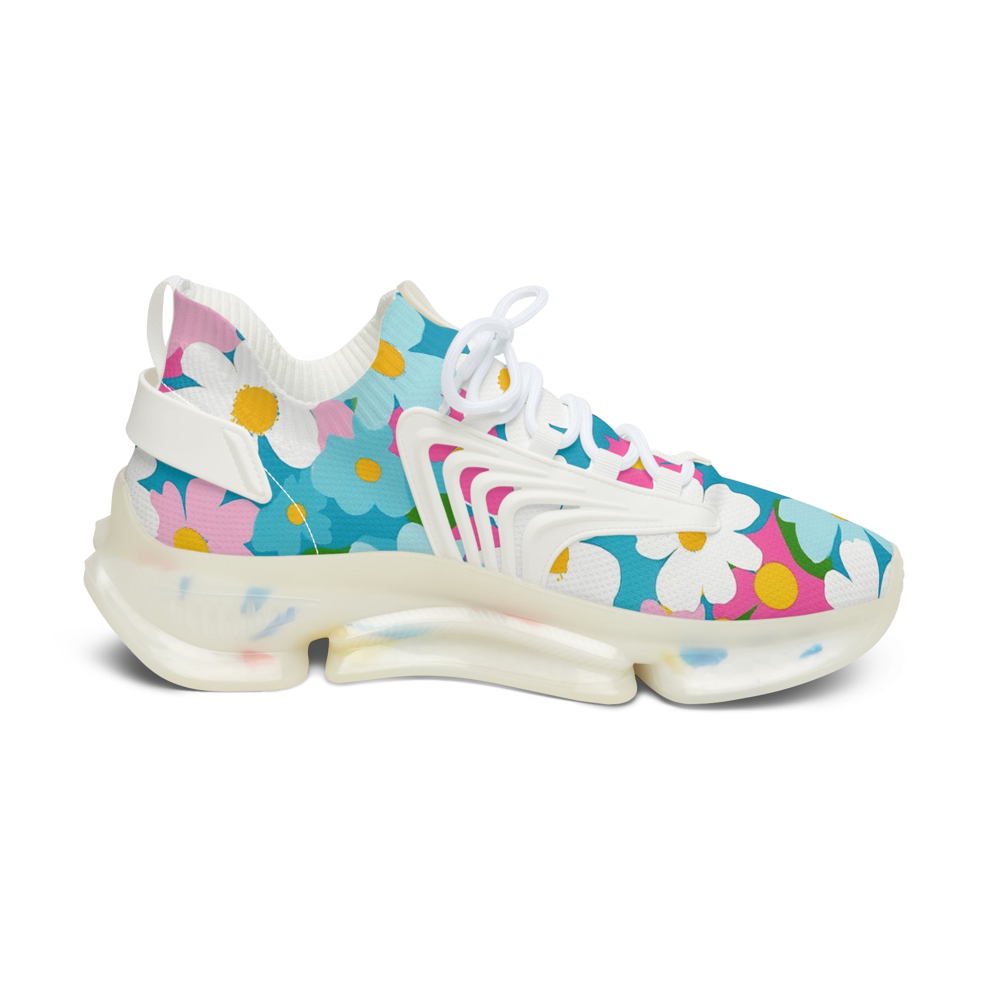 Flowers Multi-Color Women's Mesh Sneakers, Artsulli - Art is Long, Life is Short, Shoes, , , , , , , 