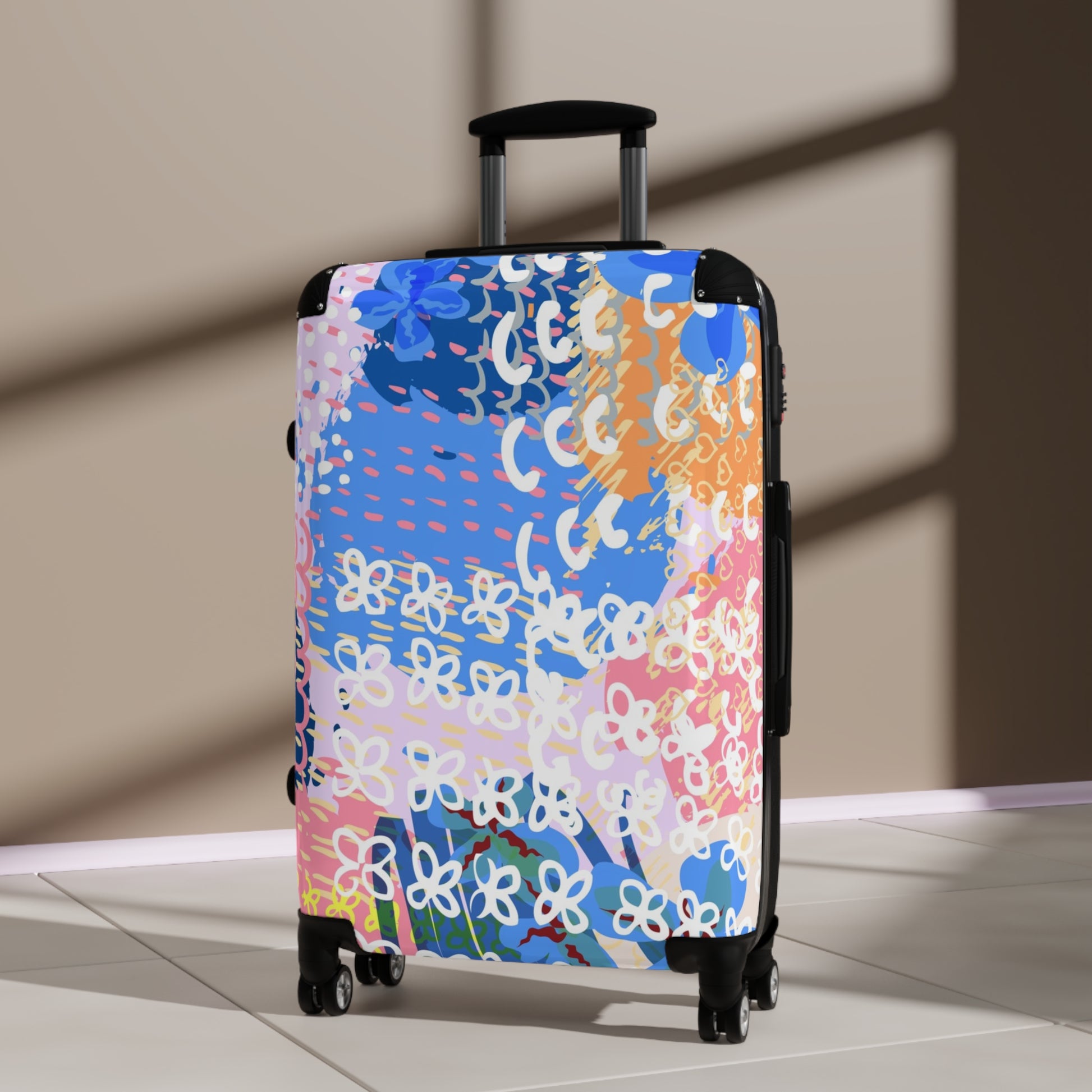 Flowers x Doodles x Hearts Multi-Color Suitcase, Artsulli - Art is Long, Life is Short, Bags, , , , , , , 