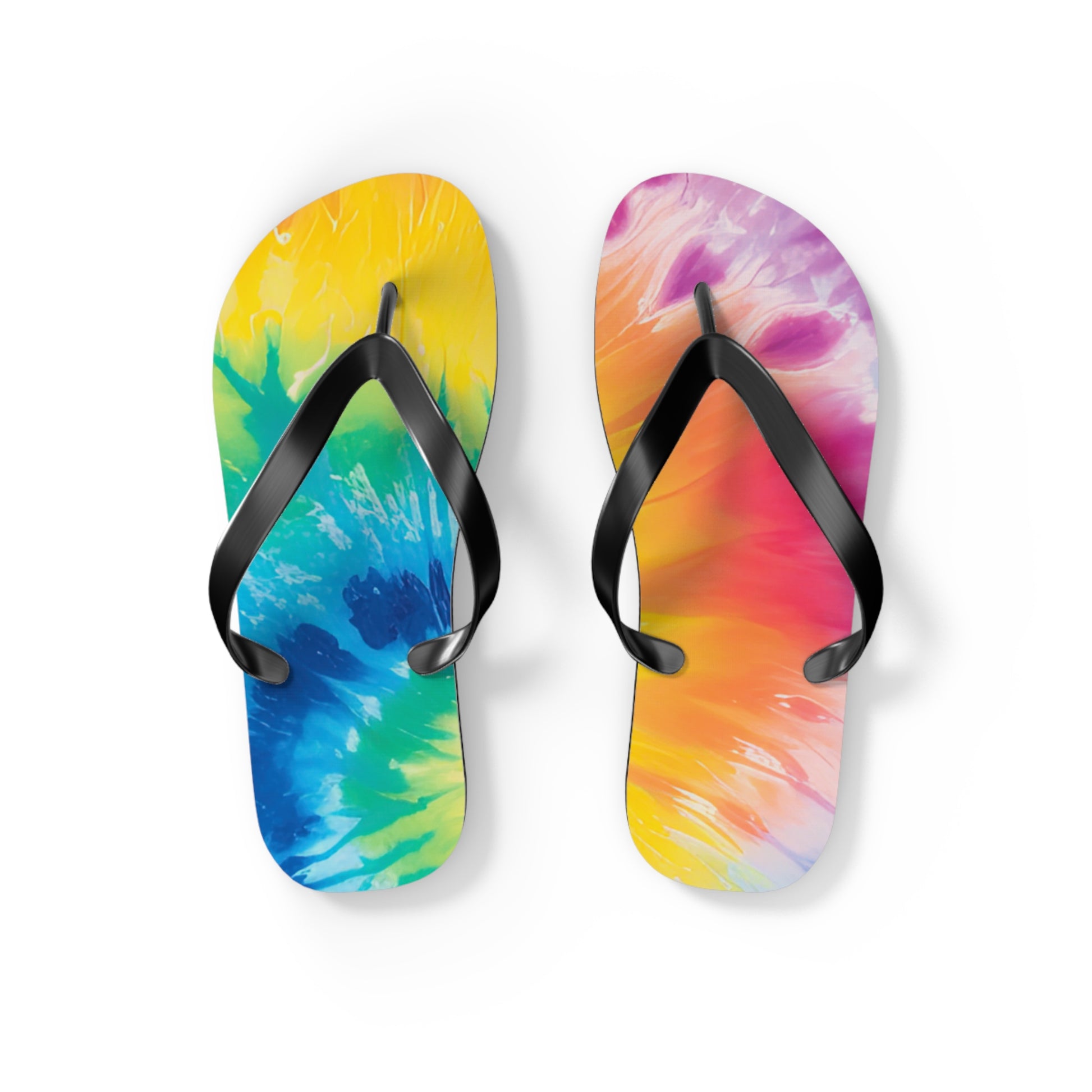 Tie Dye Flip Flops, Artsulli - Art is Long, Life is Short, Shoes, Size, S, Color, Black sole, , , 32488689368856827853