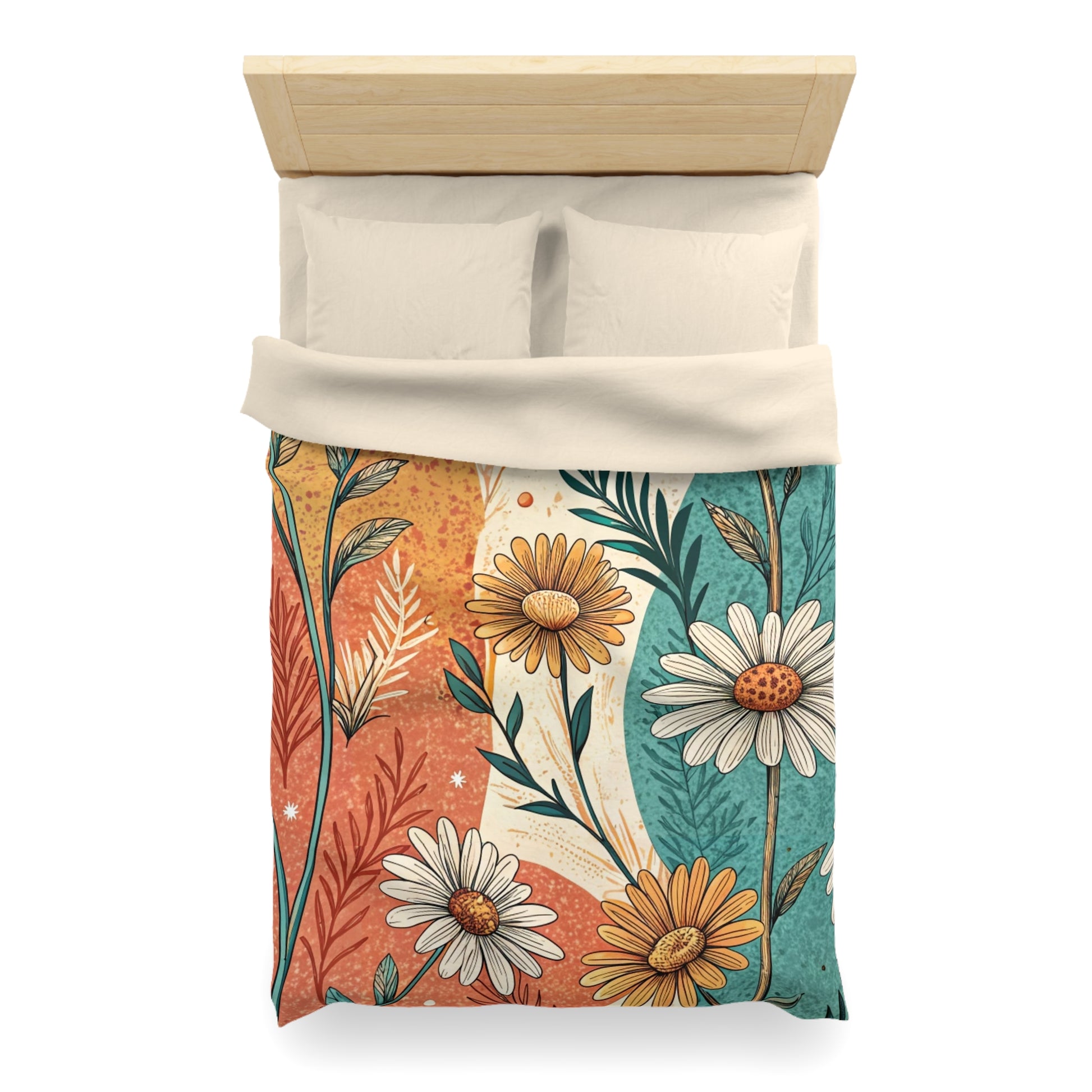 Retro Daisy Dream Microfiber Duvet Cover, Artsulli - Art is Long, Life is Short, Home Decor, , , , , , , 