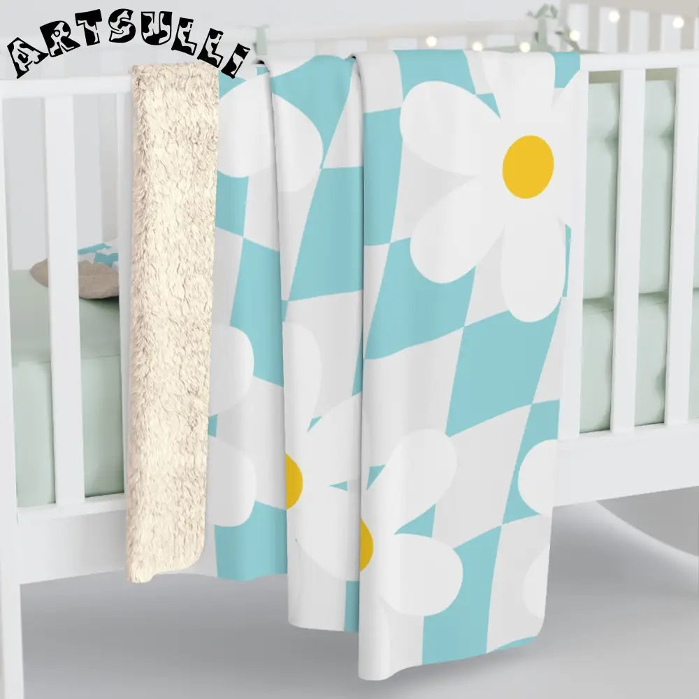 JAKKOUTTHEBXX Trippy Check Garden Sherpa Fleece Blanket
