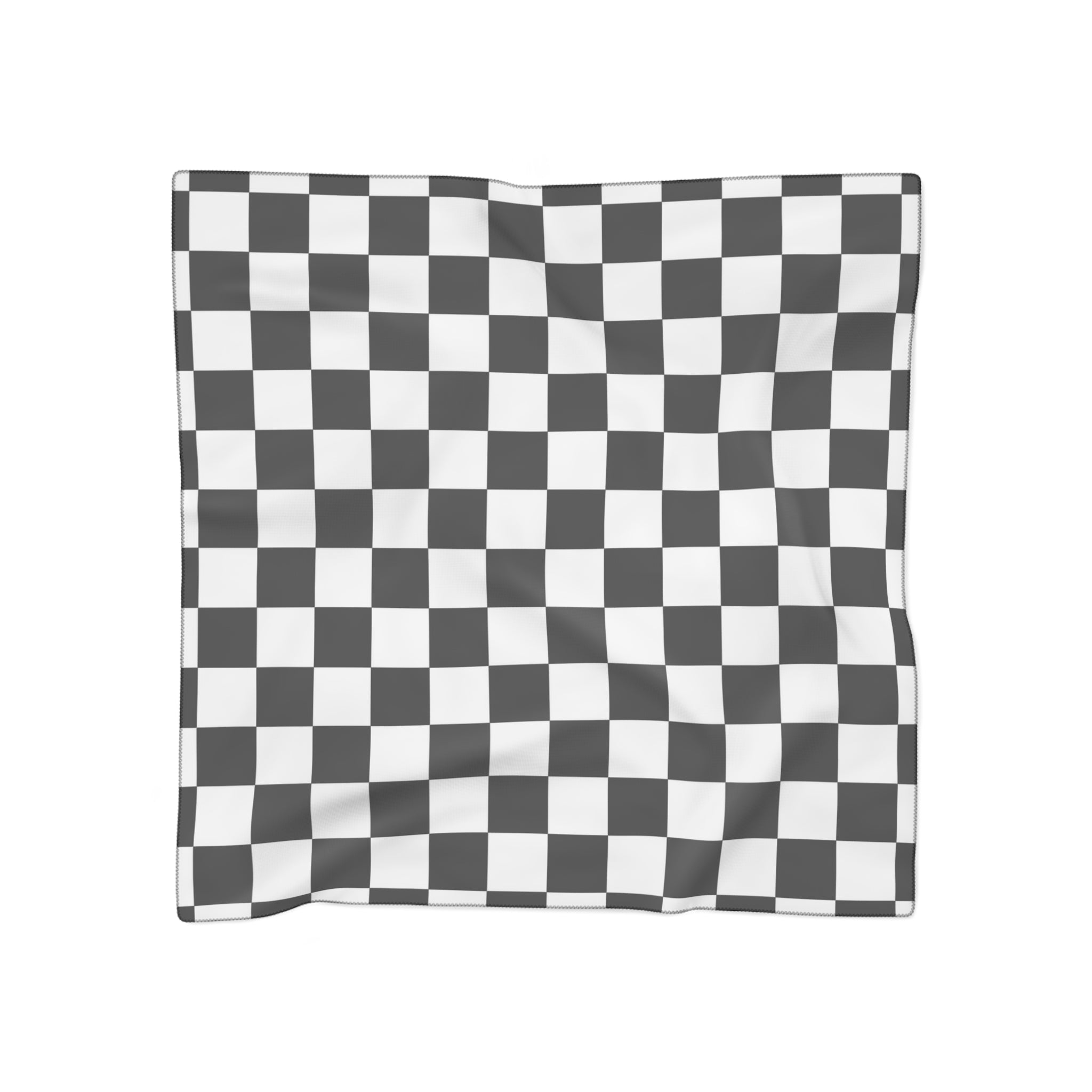 Checkerboard White and Black Poly Scarf, Artsulli - Art is Long, Life is Short, Accessories, Color, Poly chiffon, Size, 25" × 25", , , 38420574505532106415