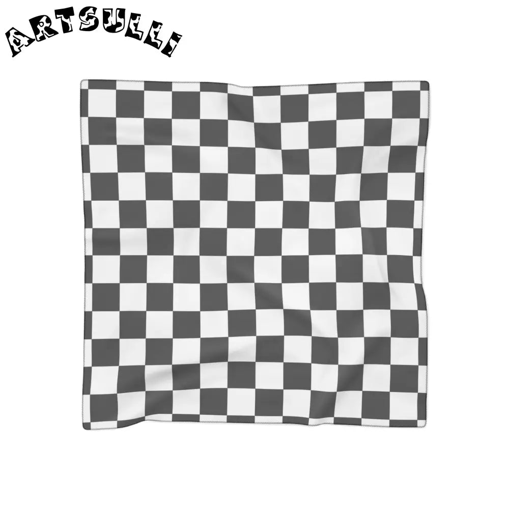 JAKKOUTTHEBXX Checkerboard White and Black Poly Scarf JAKKOUTTHEBXX