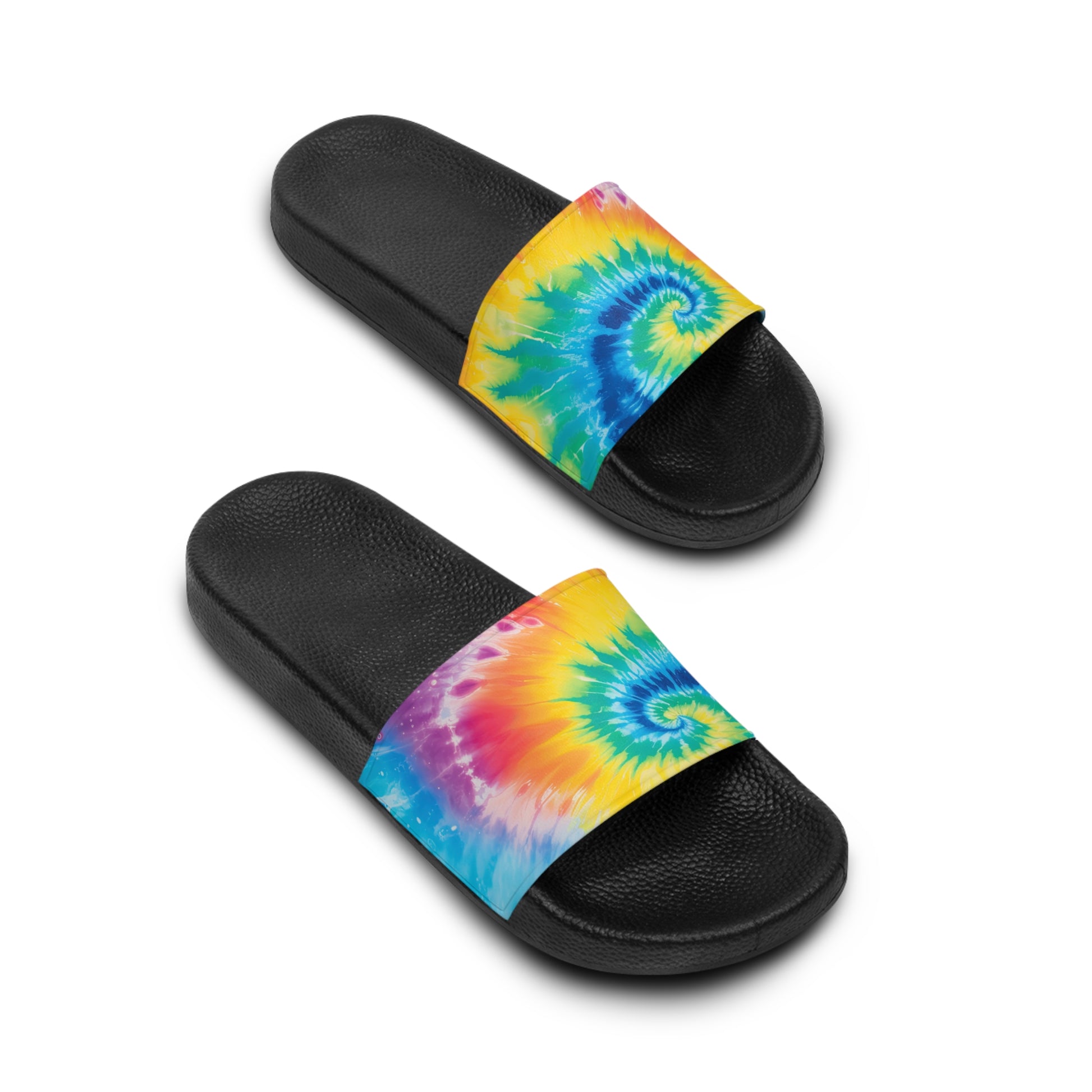 Tie Dye Men's Slide Sandals, Artsulli - Art is Long, Life is Short, Shoes, , , , , , , 