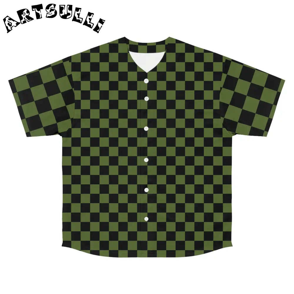 JAKKOUTTHEBXX Checkerboard Olive Green and Black Men’s Baseball