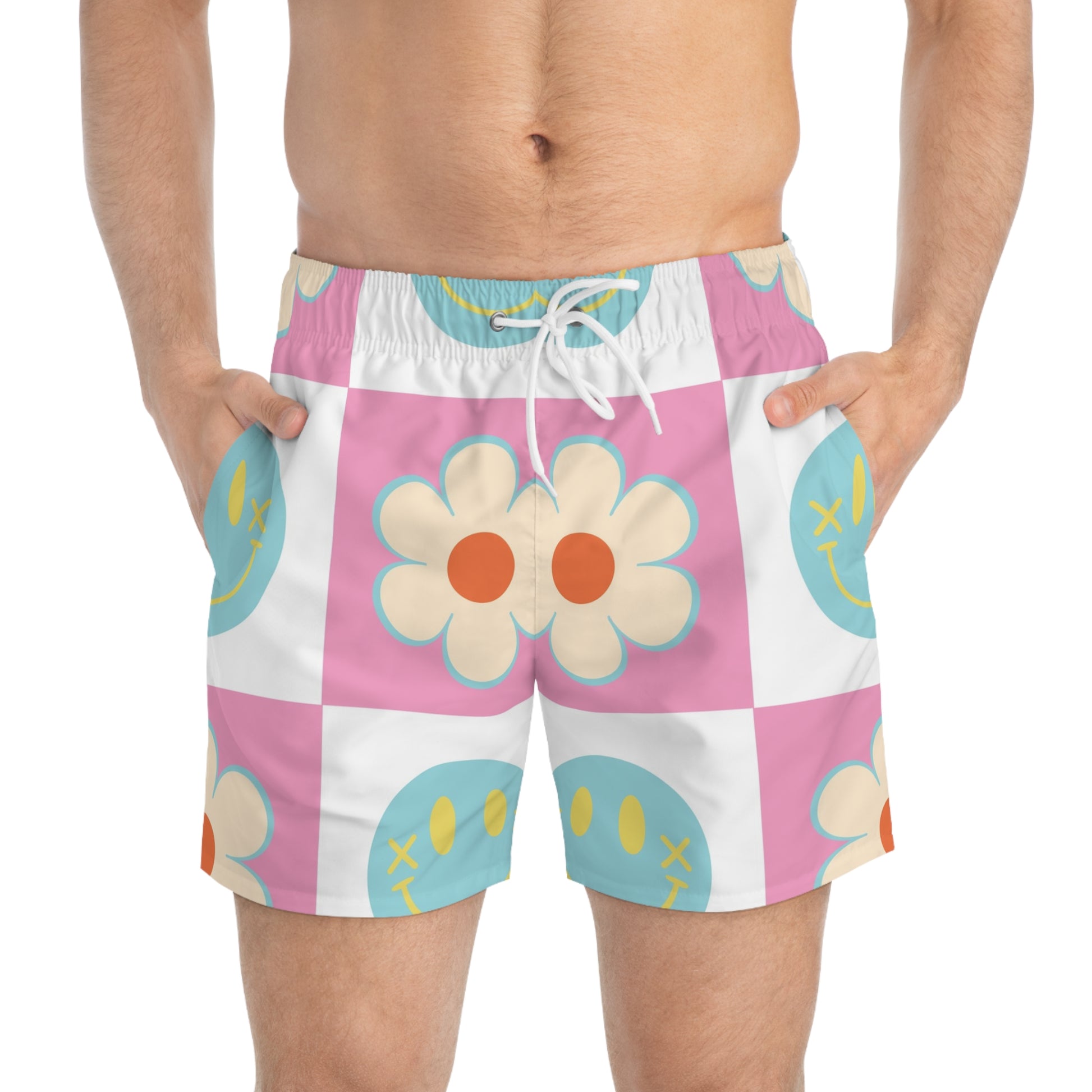 Madotsukis Grin Bloom Swim Trunks (AOP), Artsulli - Art is Long, Life is Short, All Over Prints, , , , , , , 