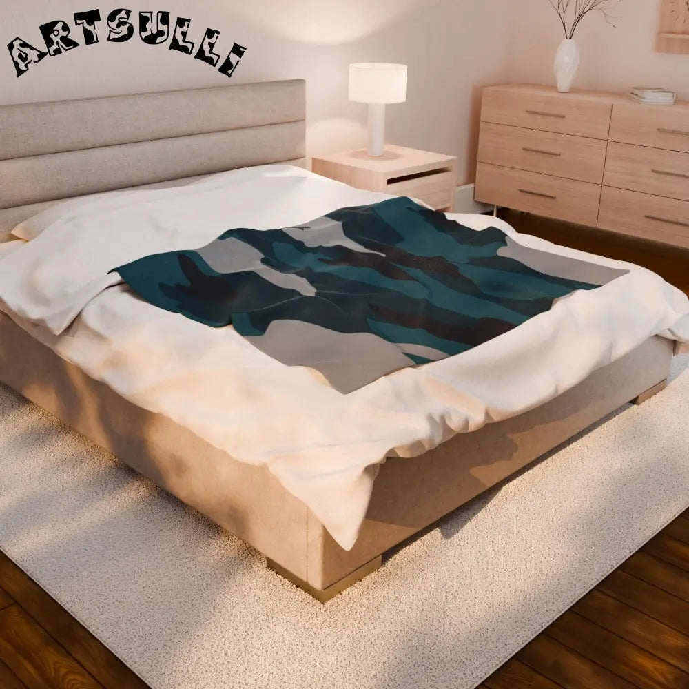 JAKKOUTTHEBXX Blue Camouflage Velveteen Plush Blanket JAKKOUTTHEBXX