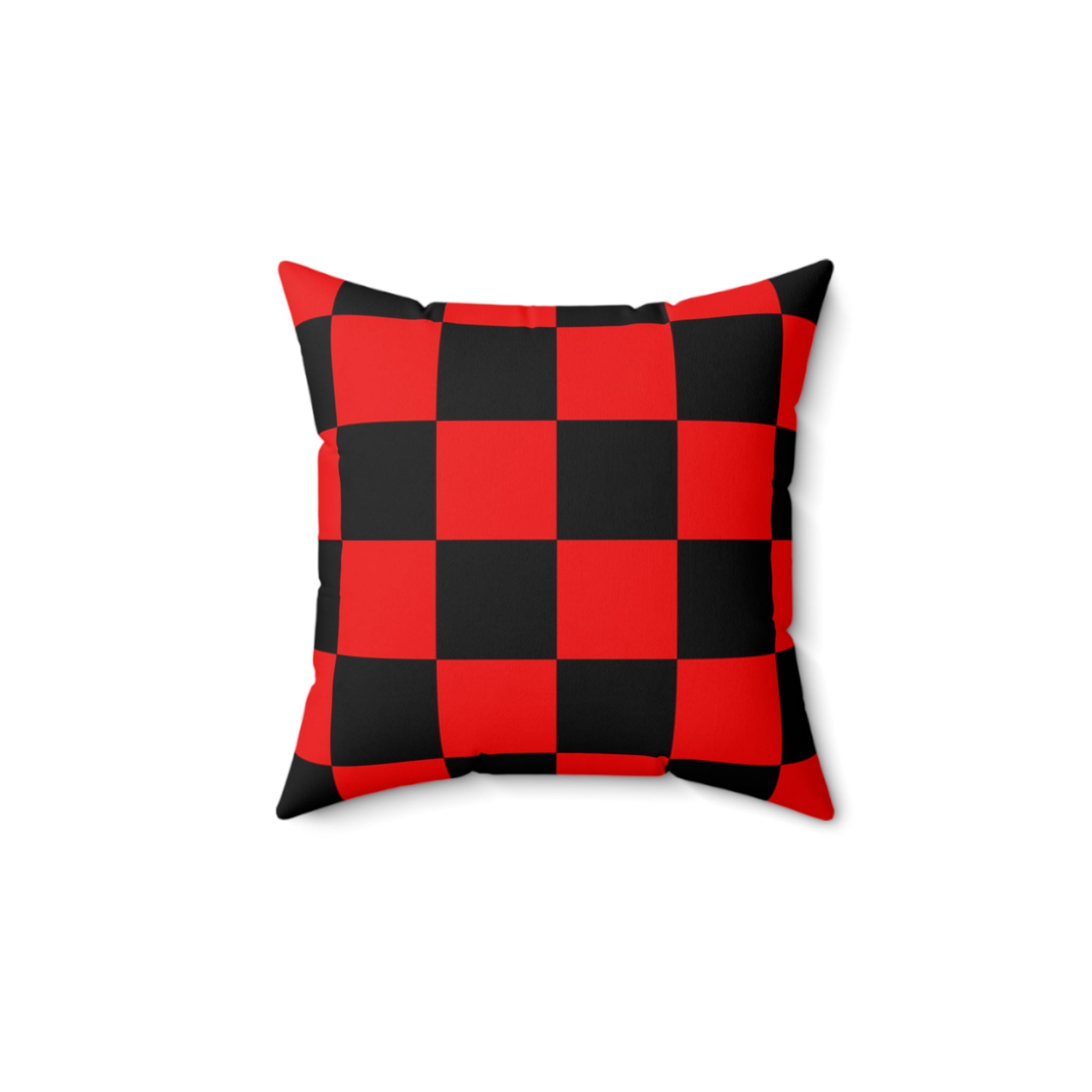 Checkerboard Red and Black Spun Polyester Square Pillow, Artsulli - Art is Long, Life is Short, Home Decor, Size, 14" × 14", , , , , 16364190378288363537