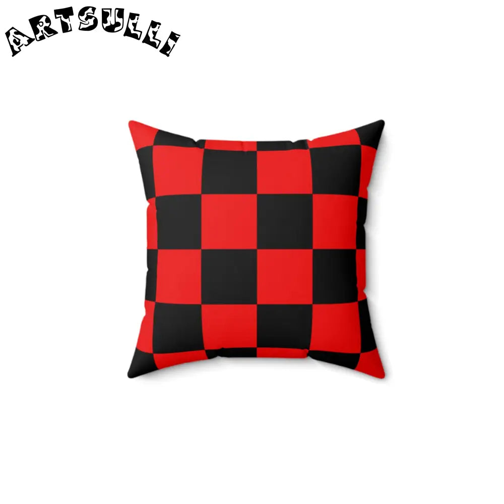 JAKKOUTTHEBXX Checkerboard Red and Black Spun Polyester Square