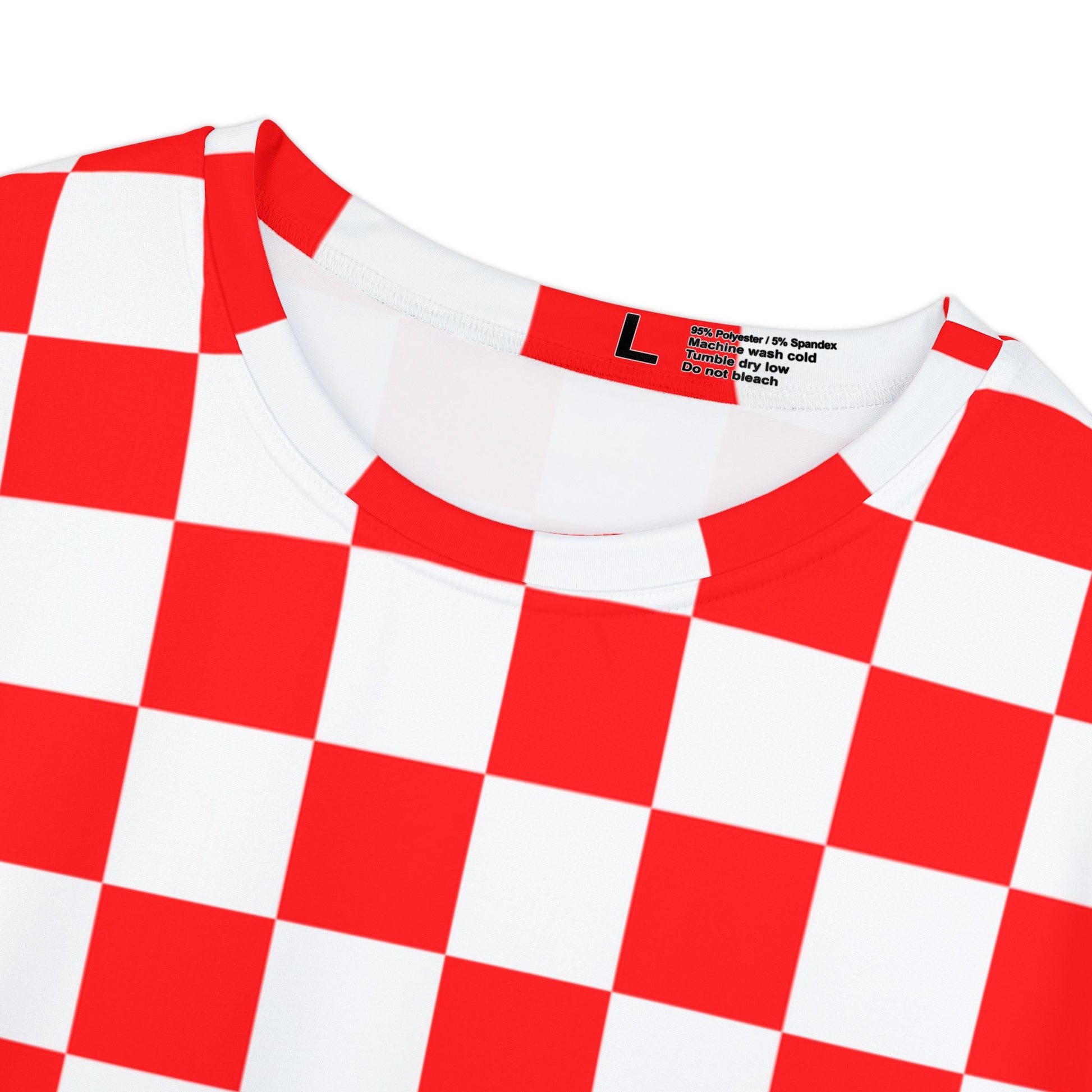 Checkerboard Red and White Women's Short Sleeve Shirt (AOP), Artsulli - Art is Long, Life is Short, All Over Prints, , , , , , , 