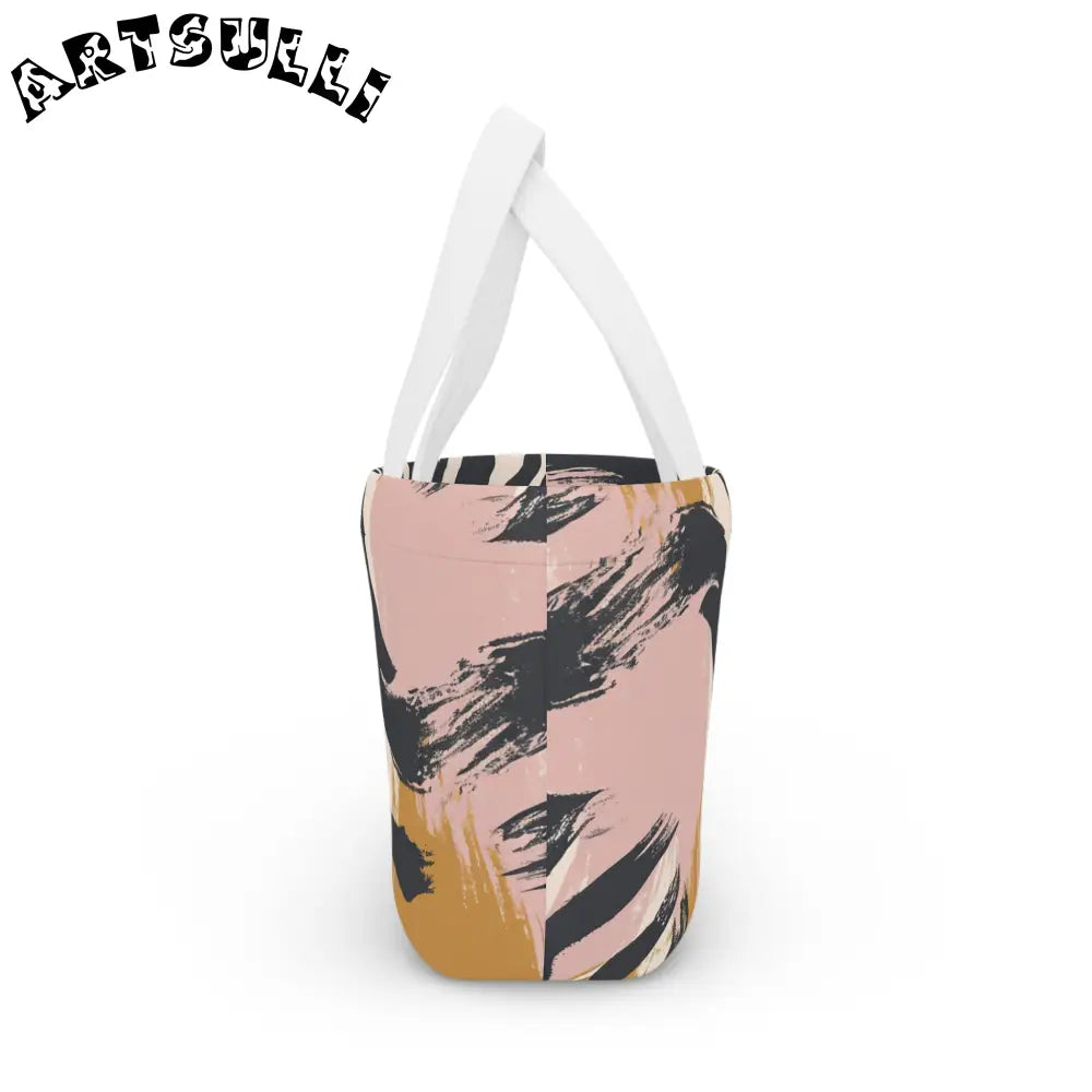 JAKKOUTTHEBXX Zebra Print Lunch Bag Tote with Pink and Yellow