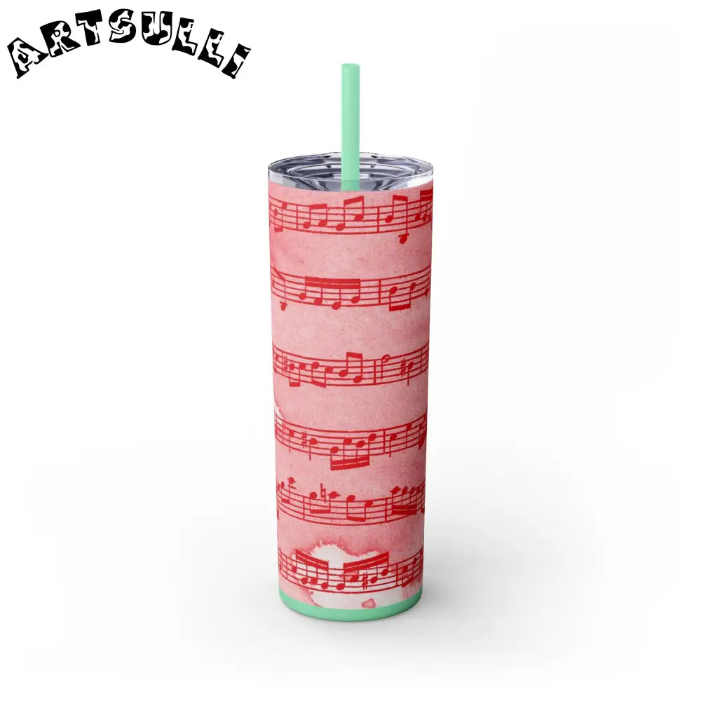 JAKKOUTTHEBXX Pink Musical Note Maars Skinny Tumbler 2025