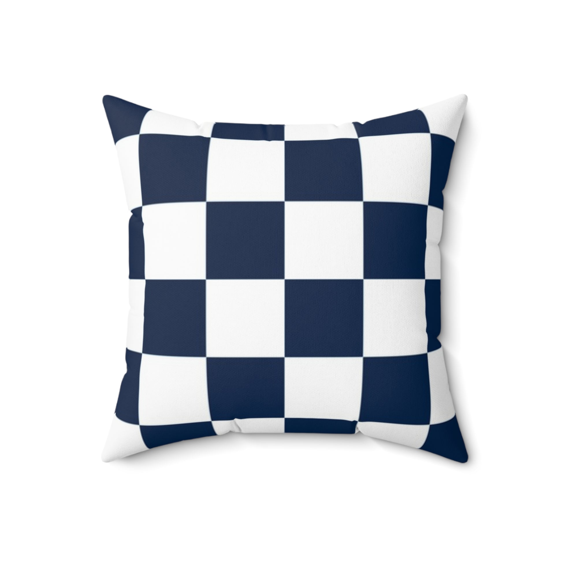 Checkerboard White and Navy Blue Spun Polyester Square Pillow, Artsulli - Art is Long, Life is Short, Home Decor, , , , , , , 