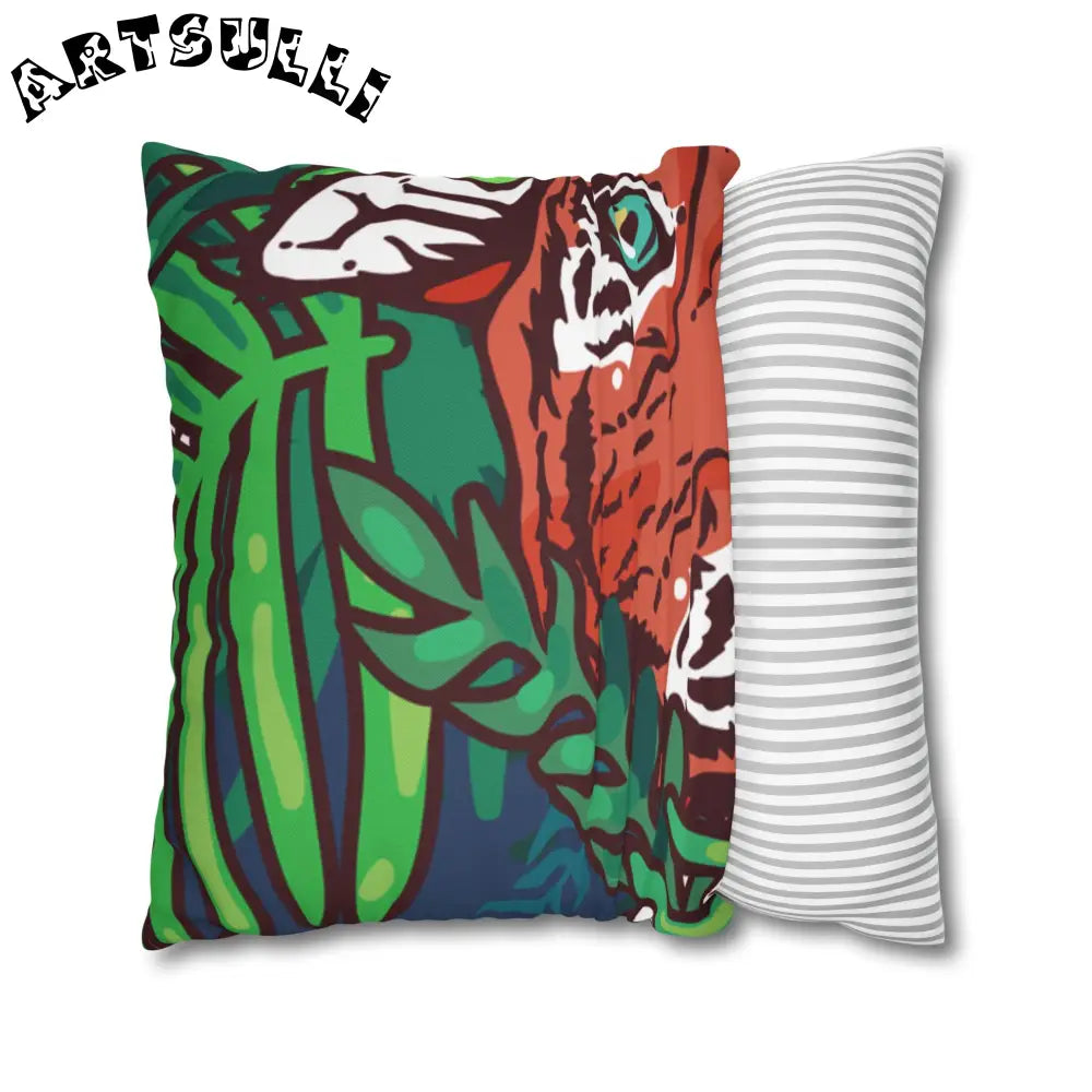 JAKKOUTTHEBXX Tropical Jungle Tigers Blue and Green Spun Polyester