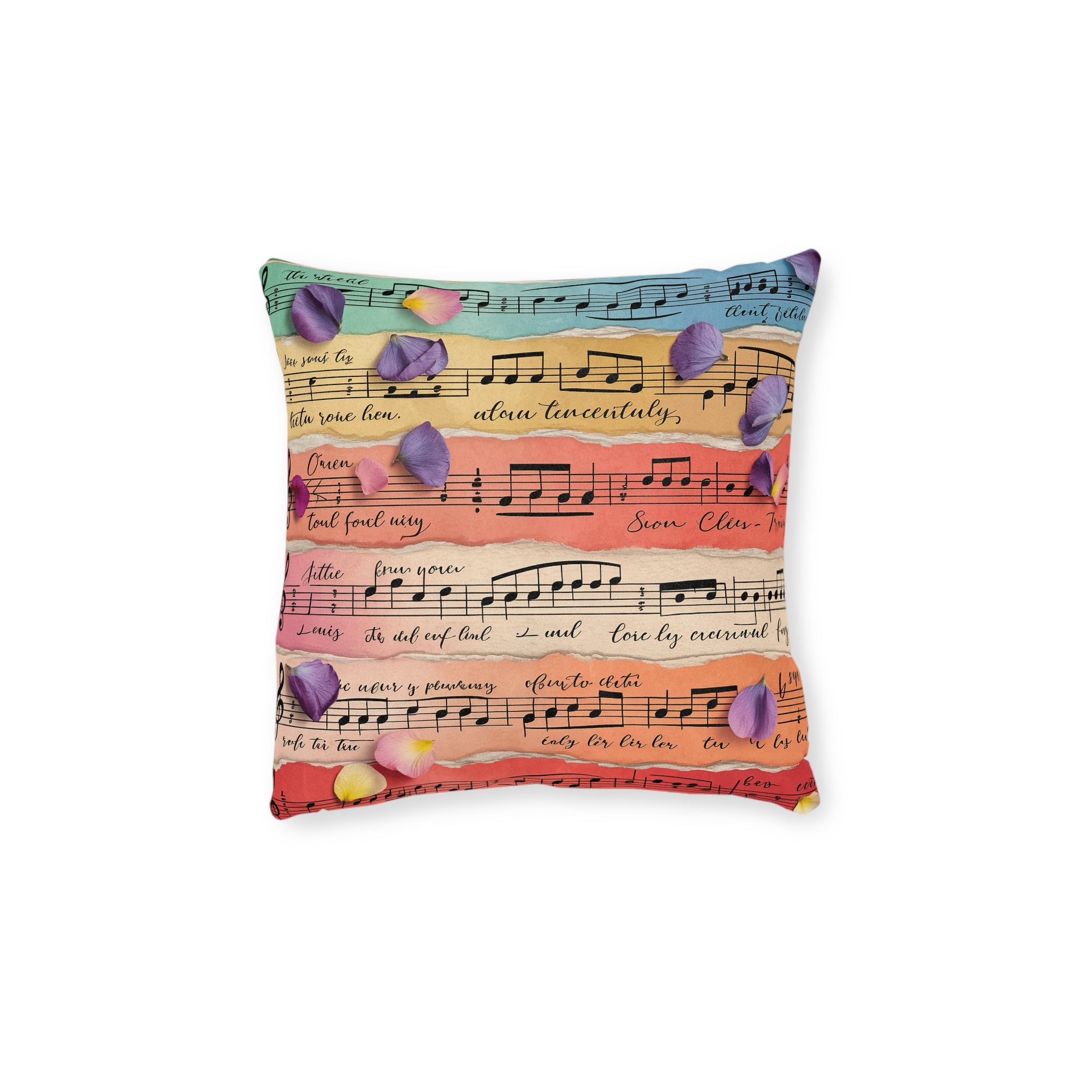 Torn Type Beat Sheet Music Multi-Color Square Pillow, Artsulli - Art is Long, Life is Short, Home Decor, Size, 12" × 12", , , , , 44939962344269649154