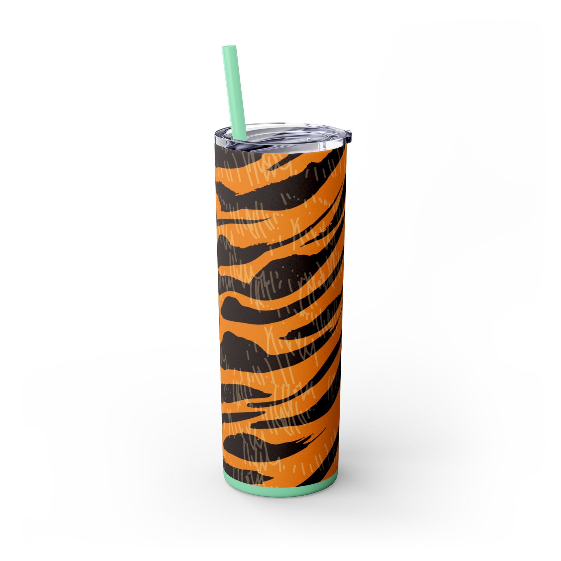 Tiger Scratches Orange & Black Skinny Tumbler with Straw, 20oz, Artsulli - Art is Long, Life is Short, Mug, , , , , , , 