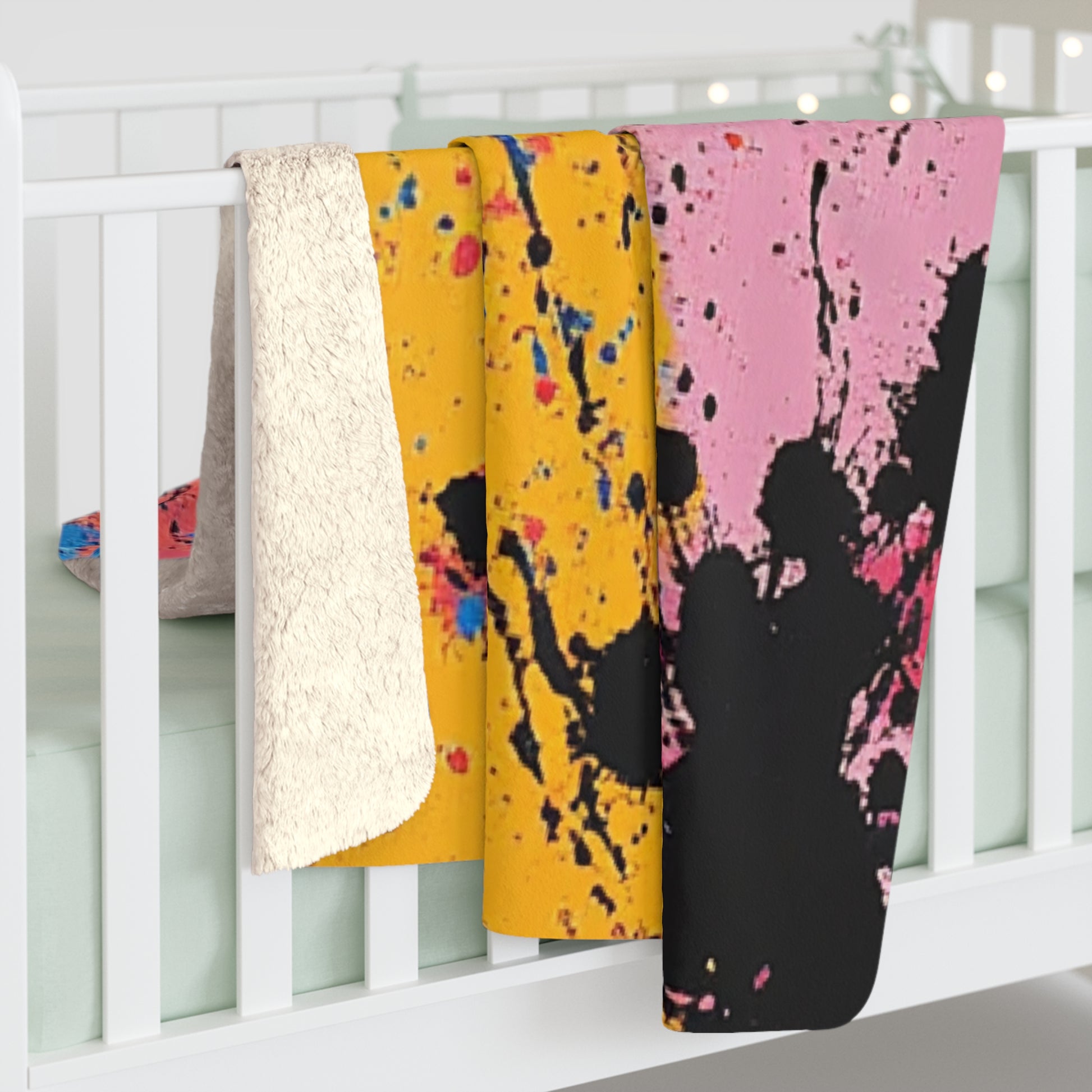 The Colors Of Paint Splatter Sherpa Fleece Blanket, Artsulli - Art is Long, Life is Short, Home Decor, , , , , , , 