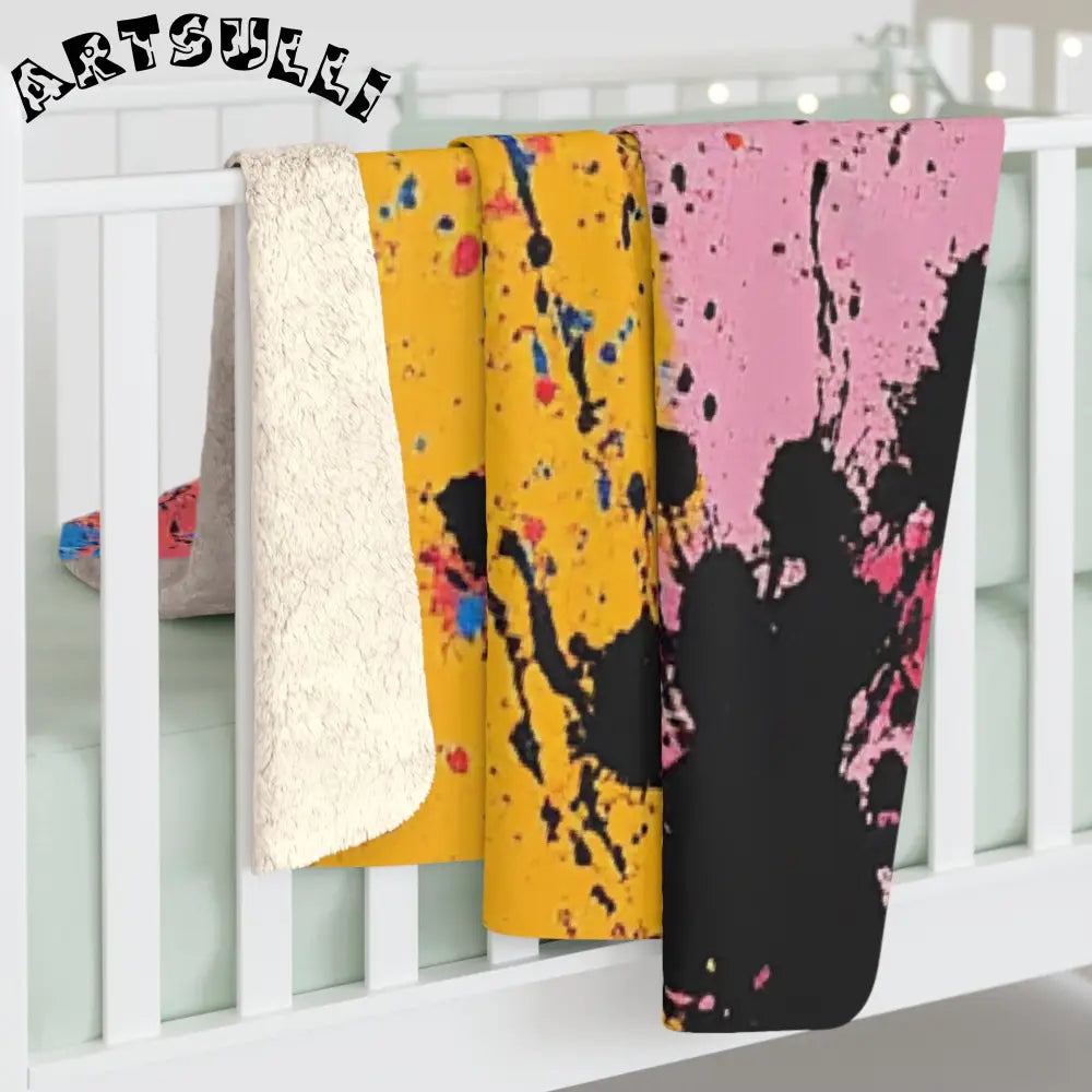 JAKKOUTTHEBXX The Colors Of Paint Splatter Sherpa Fleece Blanket